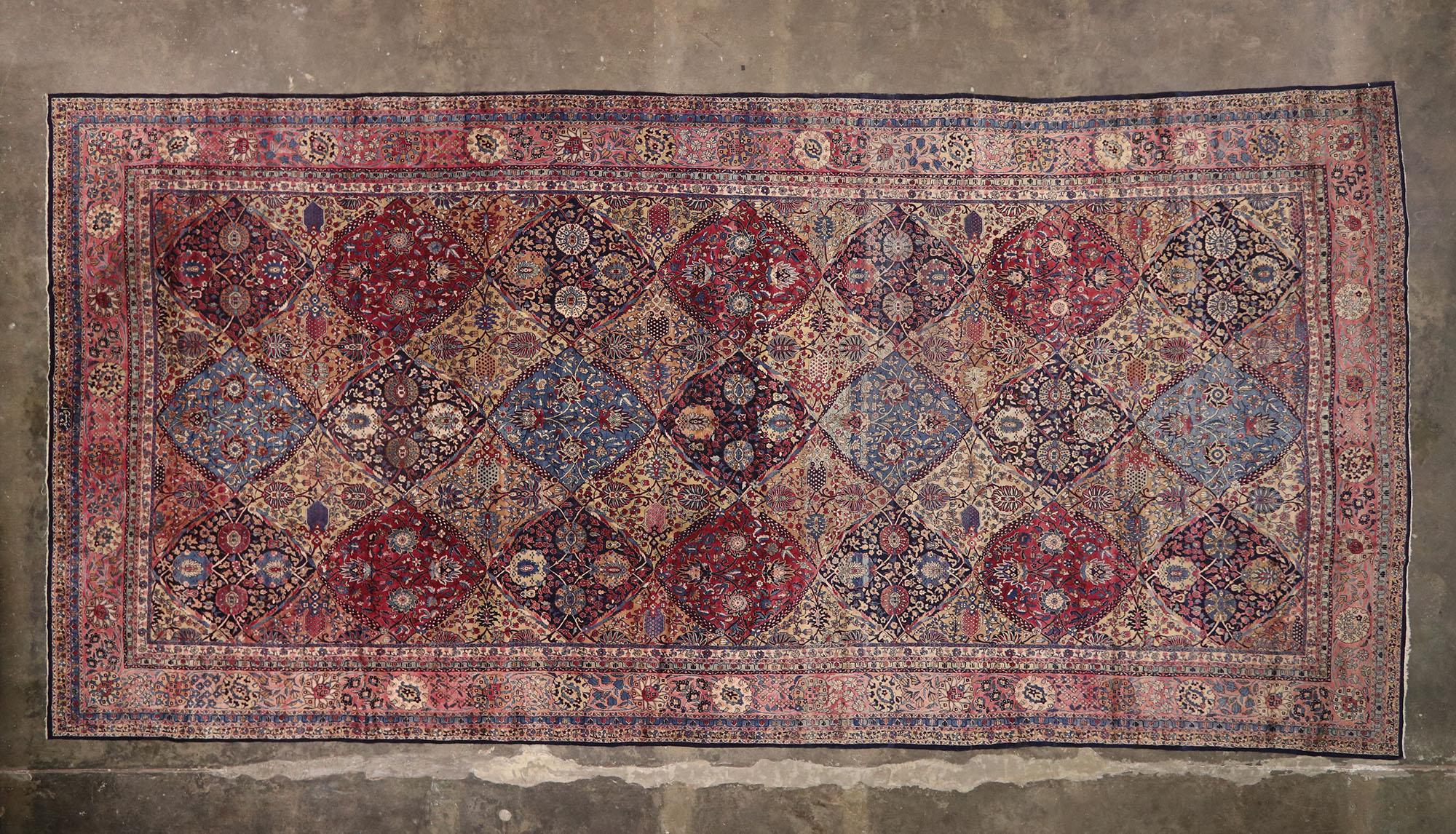 Oversized Antique Persian Kerman Rug, Hotel Lobby Size Carpet For Sale 2