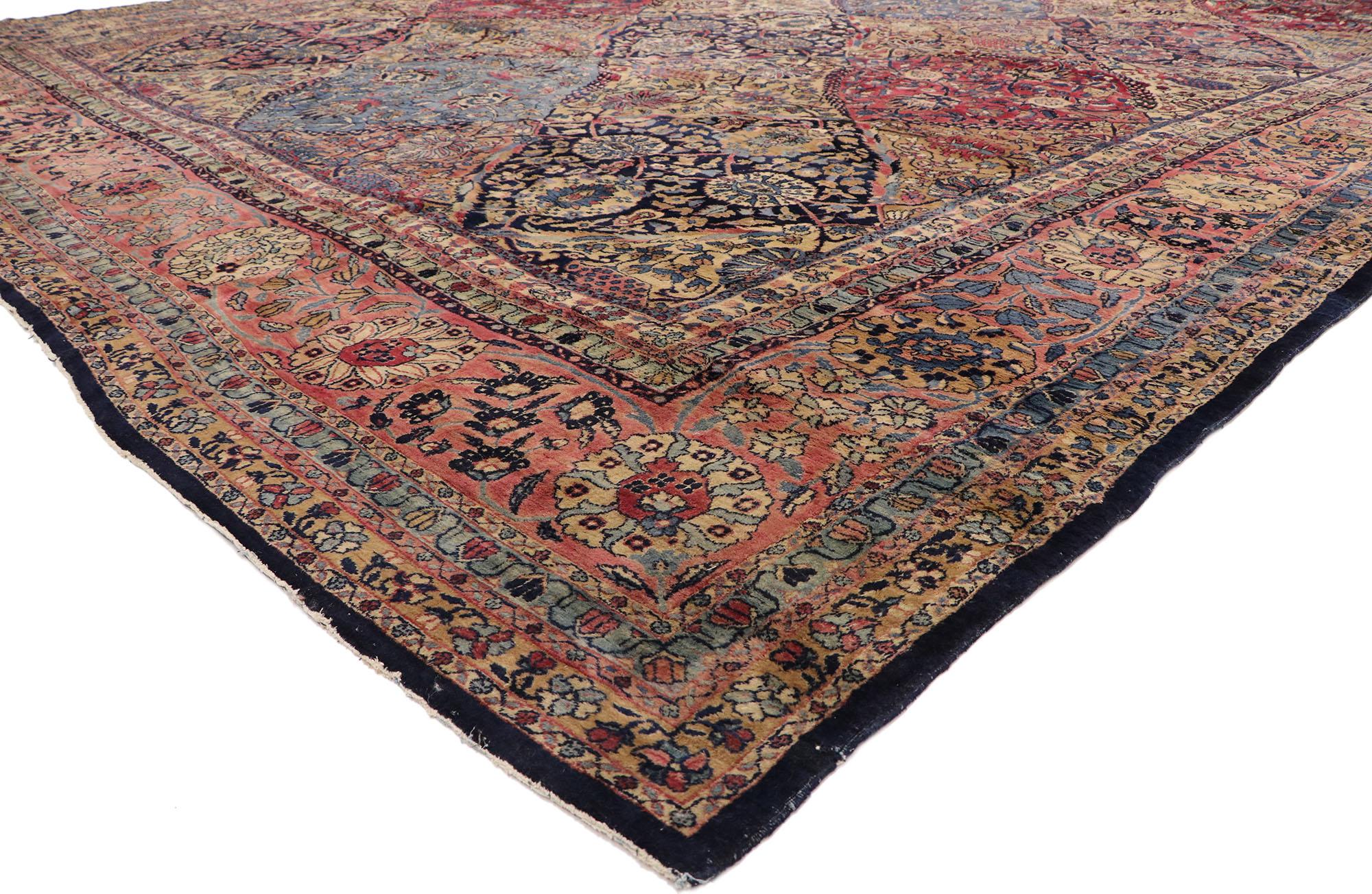 76837 Oversized Antique Persian Kerman Rug,11'03 x 23'06. Kerman rugs originate from the city of Kerman, which is located in south-central Iran. Kerman is renowned as one of the major weaving centers in Iran, historically producing some of the