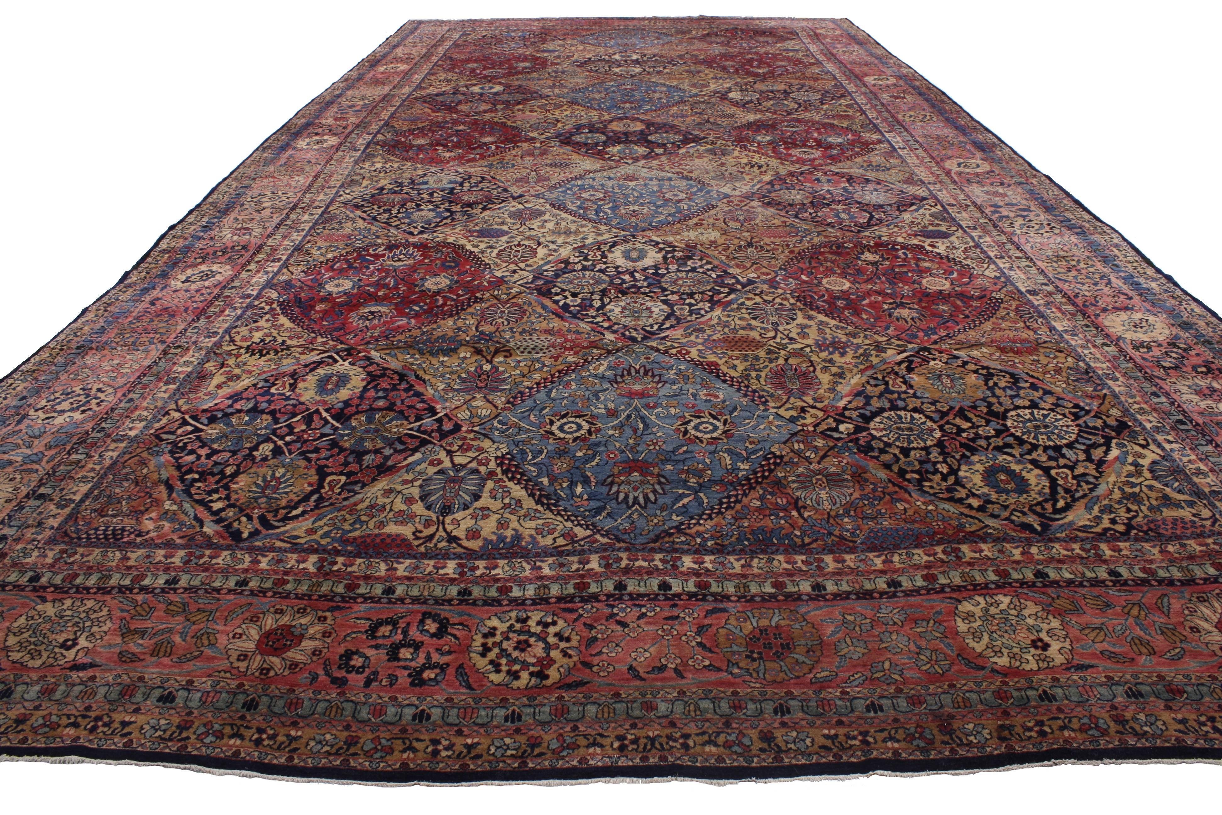 Oversized Antique Persian Kerman Rug, Hotel Lobby Size Carpet In Good Condition For Sale In Dallas, TX