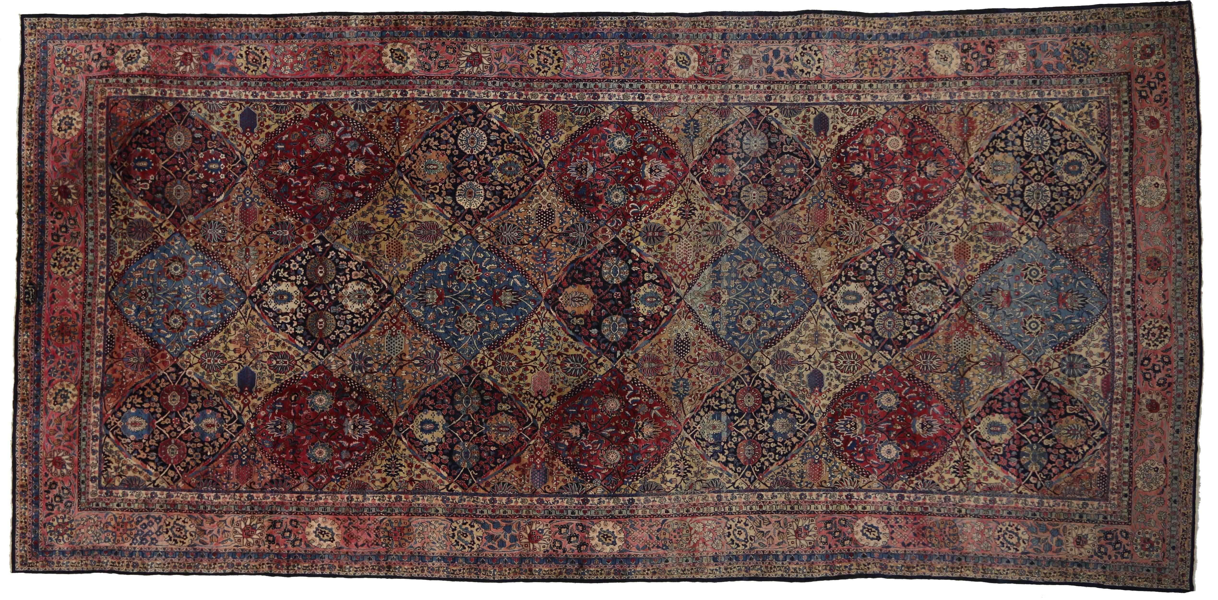 20th Century Oversized Antique Persian Kerman Rug, Hotel Lobby Size Carpet For Sale