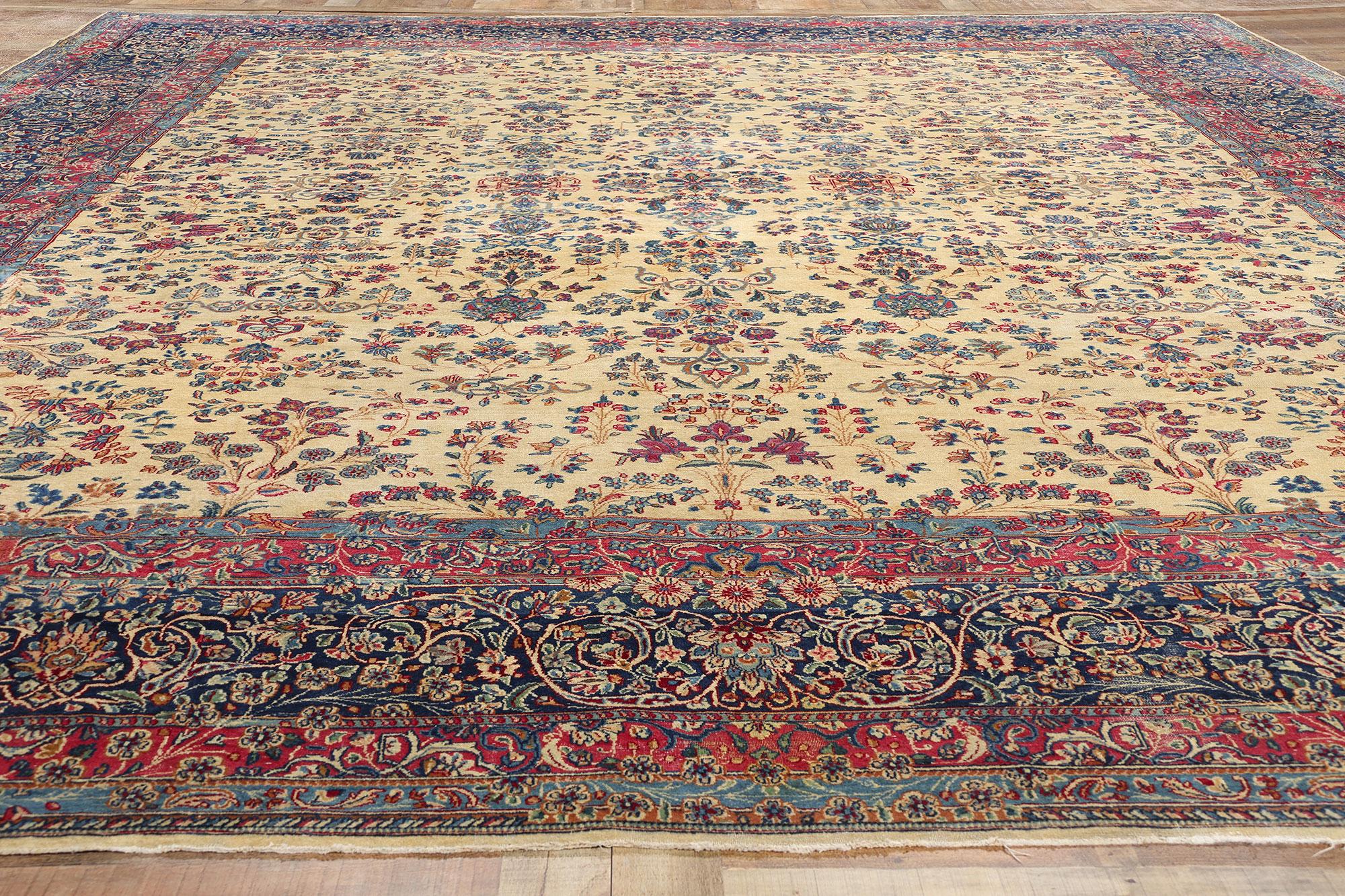 Wool Antique Persian Kerman Vase Carpet For Sale