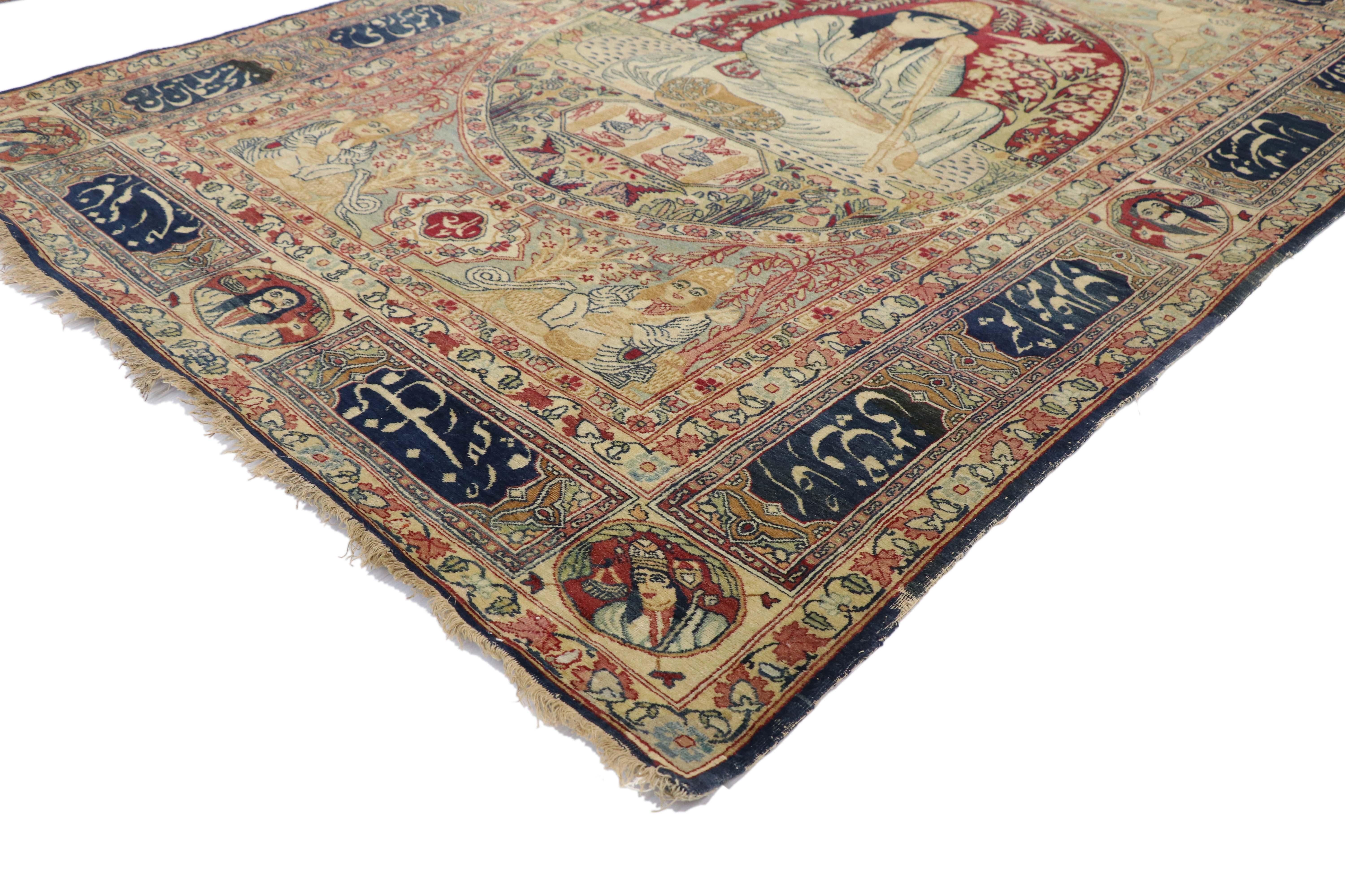 persian rug with cherub imagery