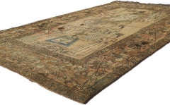 Alfombra Persa Antigua Kerman Pictórica, Nader Shah Afshahr, Tapiz Colgante de Pared