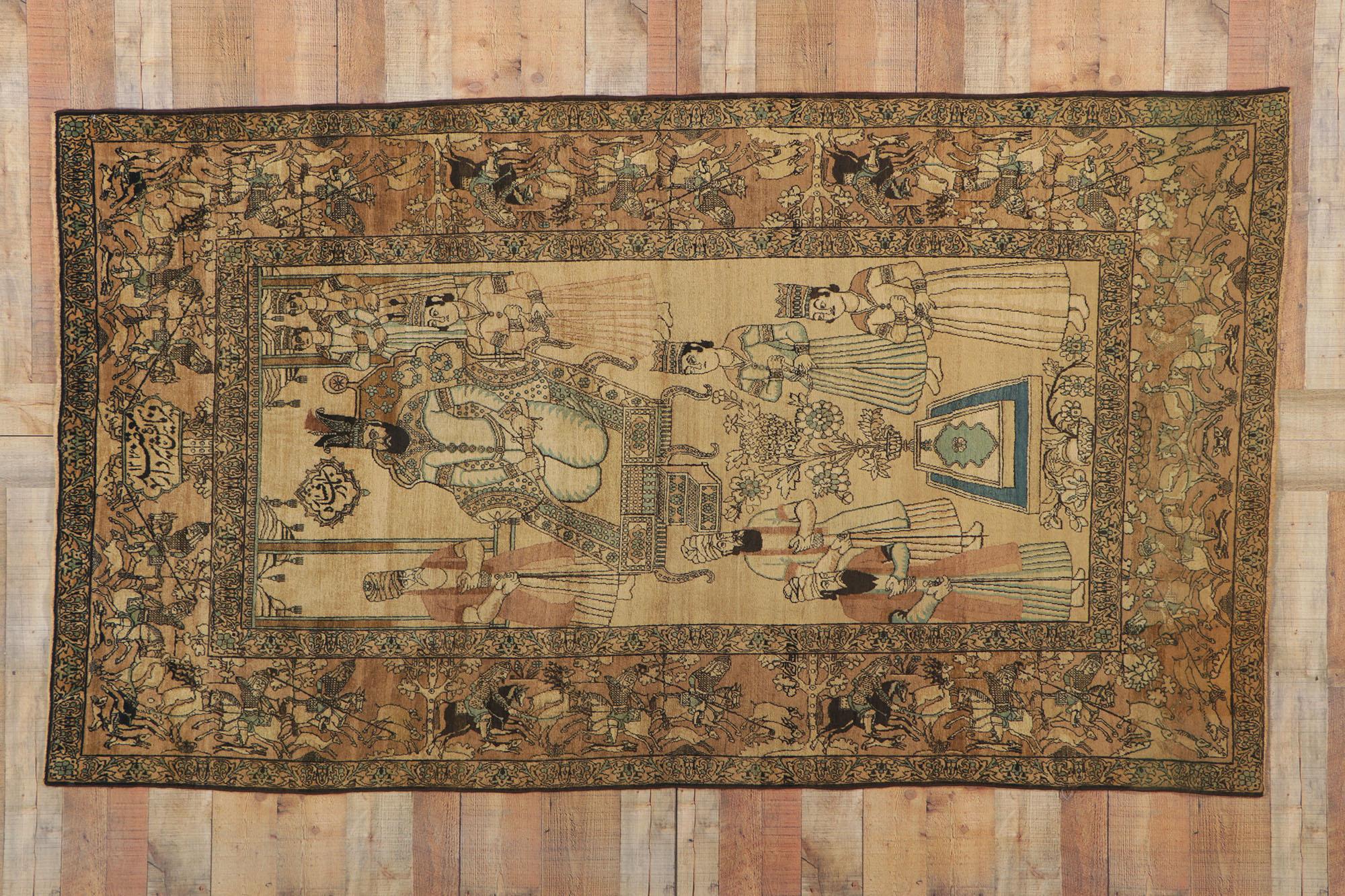 Antiker persischer Kerman Bildteppich, Nader Shah Afshahr, Wandteppich Wandbehang (19. Jahrhundert) im Angebot