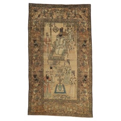 Antico tappeto persiano Kerman, Nader Shah Afshahr, arazzo appeso alla parete