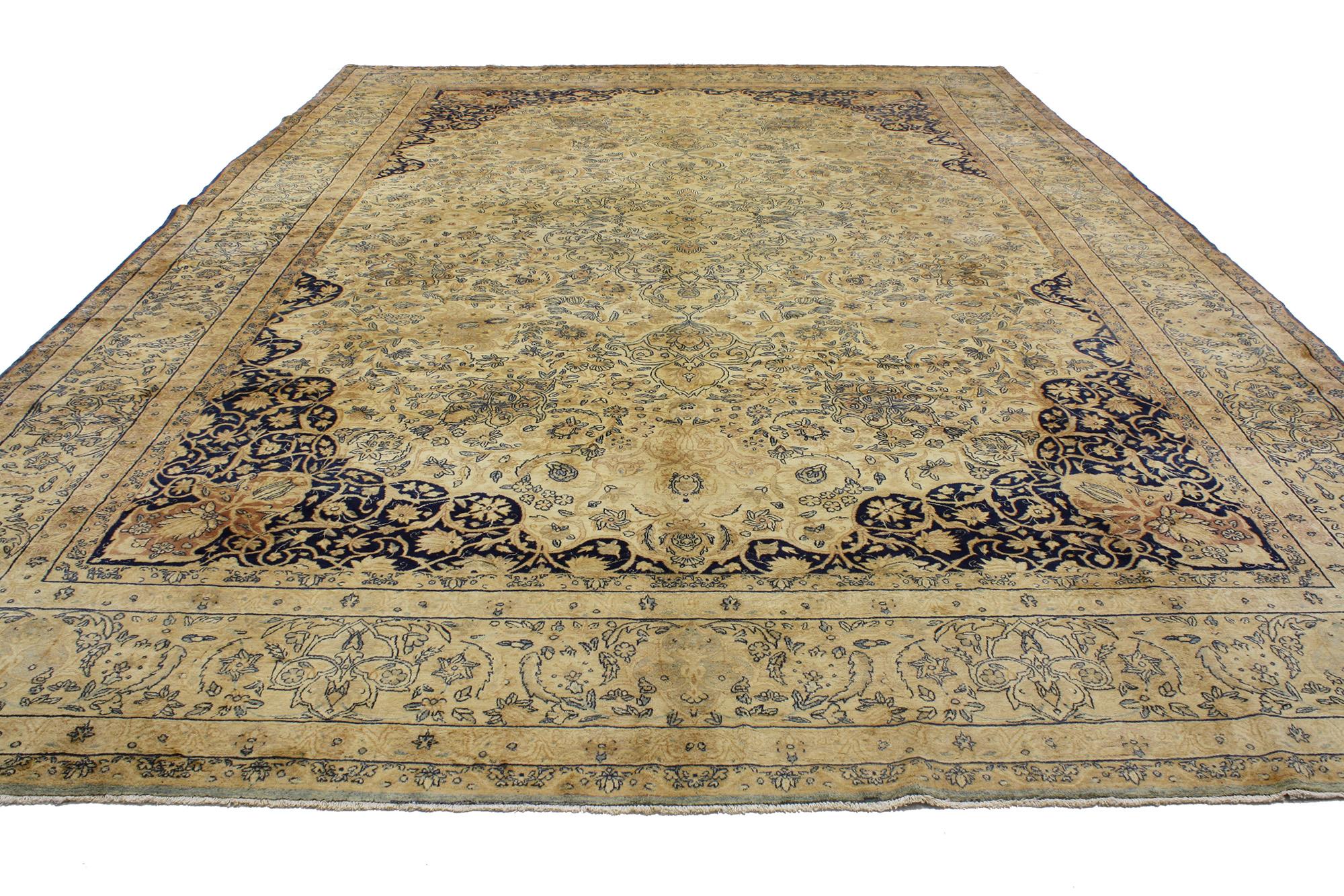Hollywood Regency Antique Persian Kerman Rug, 11'00 x 16'10 For Sale