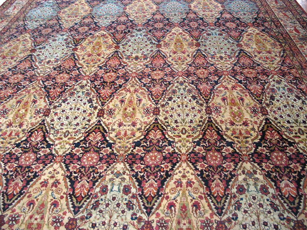 Hand-Knotted 19th Century Persian Kerman Laver Carpet ( 11'6