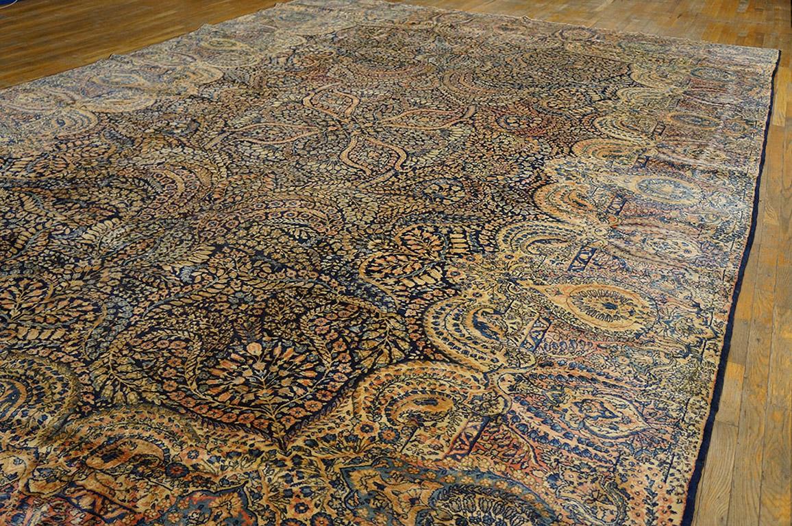 Hand-Knotted 1930s Persian Millefleur Kerman Carpet ( 11'
