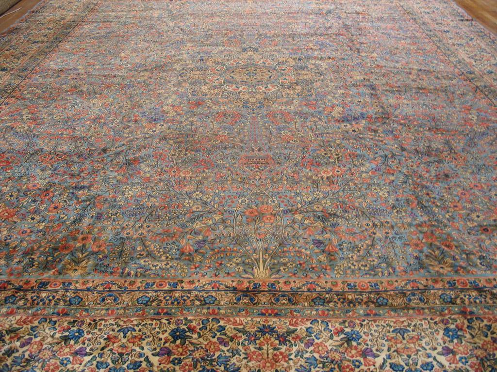 Hand-Knotted Early 20th Century Persian Kirman Carpet ( 13'10