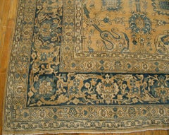 1920s Camel Floral Antique Persian Kirman Carpet 13'3"x22'4" Knotted Wool Rug