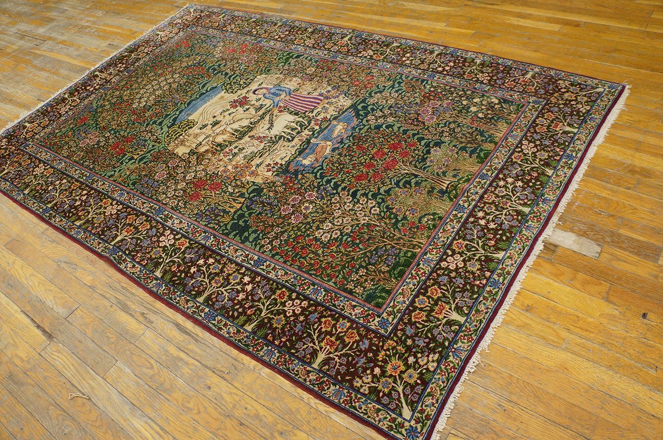 Antique Persian Kerman rug, Size: 4' 10''x 7' 9''.