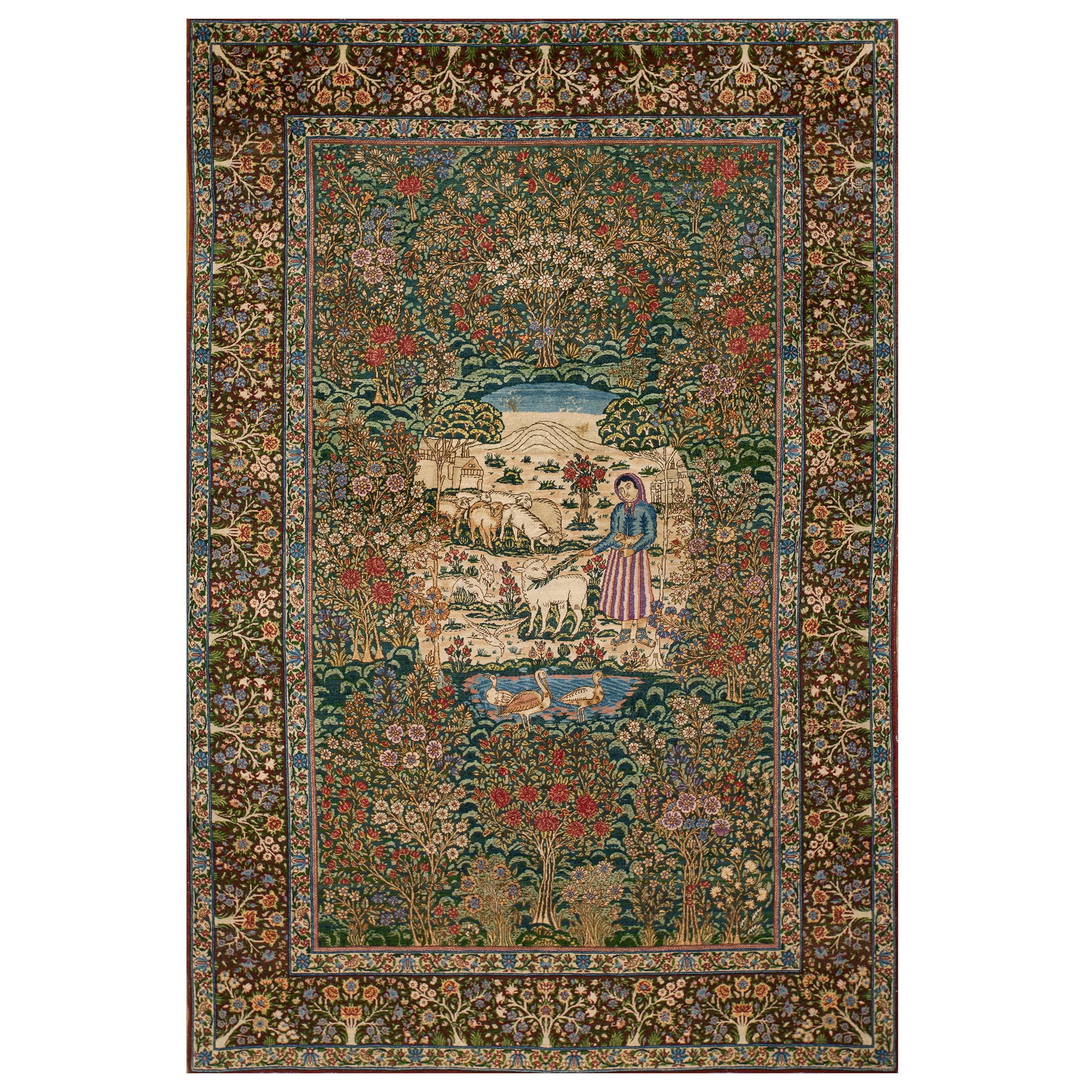 Tapis persan ancien Kerman de 4' 10''x 7' 9''