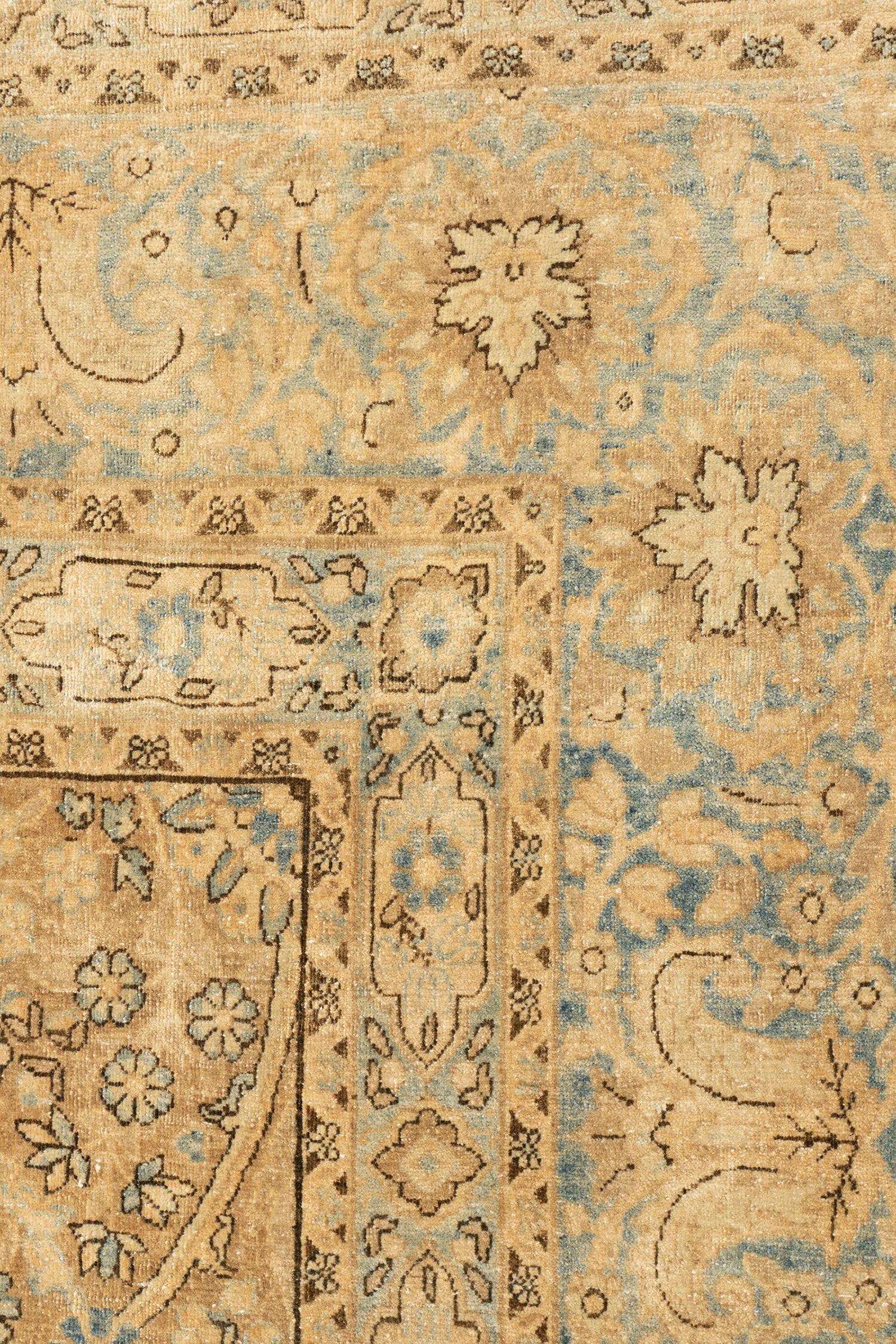 20th Century Antique Circa 1910 Persian Kerman Wool Living Room Rug Hand Knotted 8'8 X 14'3 For Sale