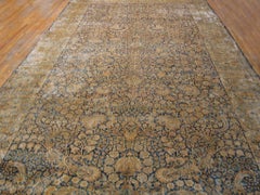 Rare Handmade Ivory Background Allover-Floral Design Rug Antique Persian Kirman