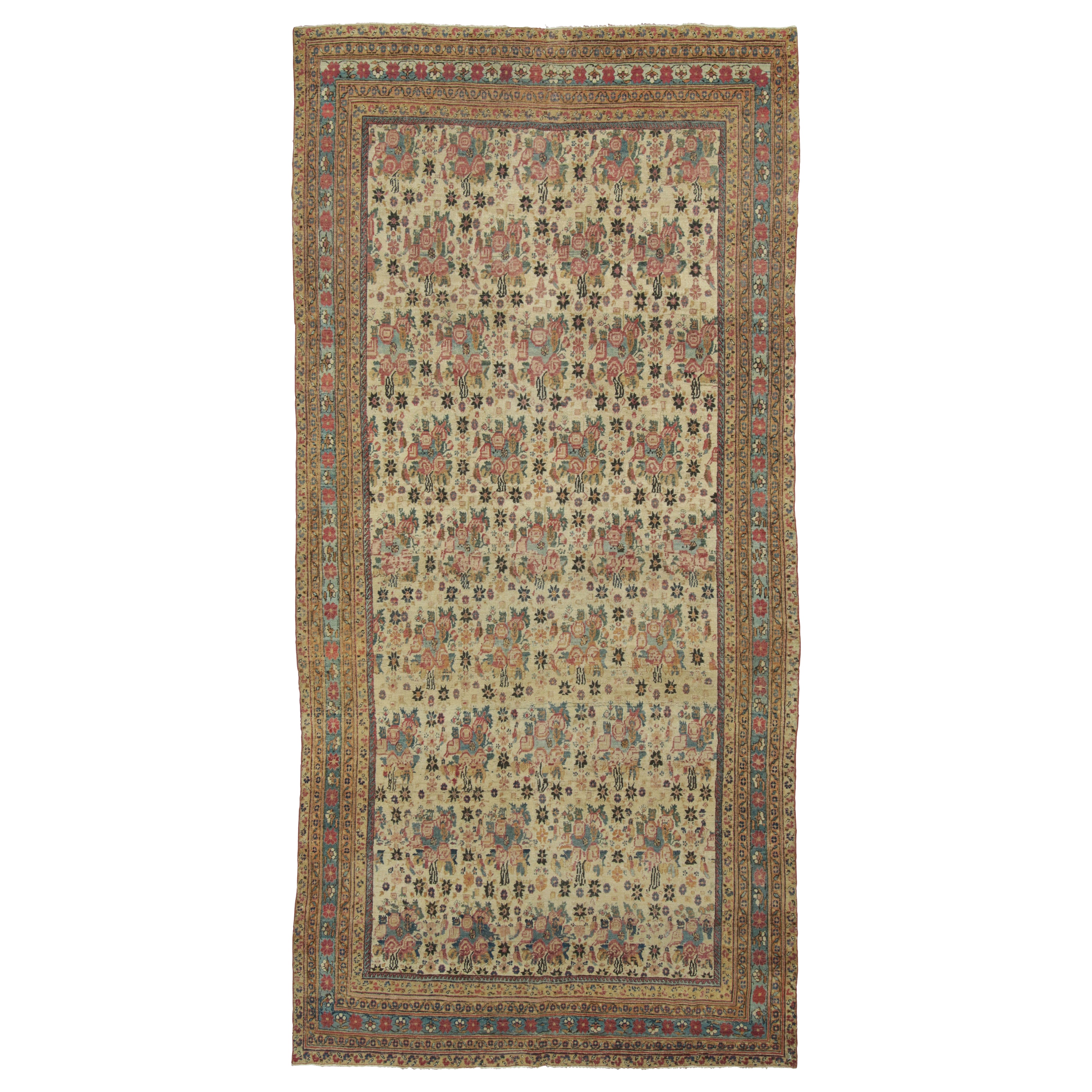 Antique Persian Kerman Rug, All-Over Rose and Floral Patterns - Rug 
Kilim For Sale