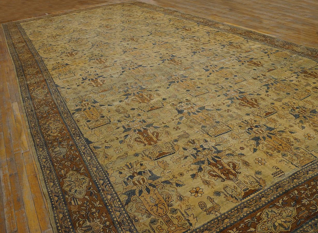 Hand-Knotted 19th Century S.E. Persian Kirman Lavar Carpet ( 12'4
