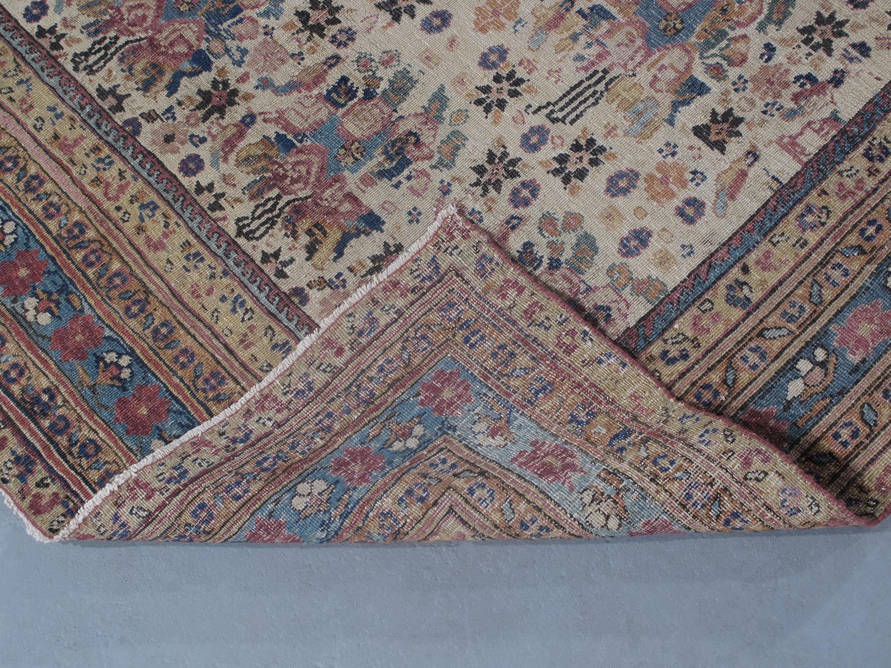 Mid-19th Century Antique Persian Kerman Rug For Sale