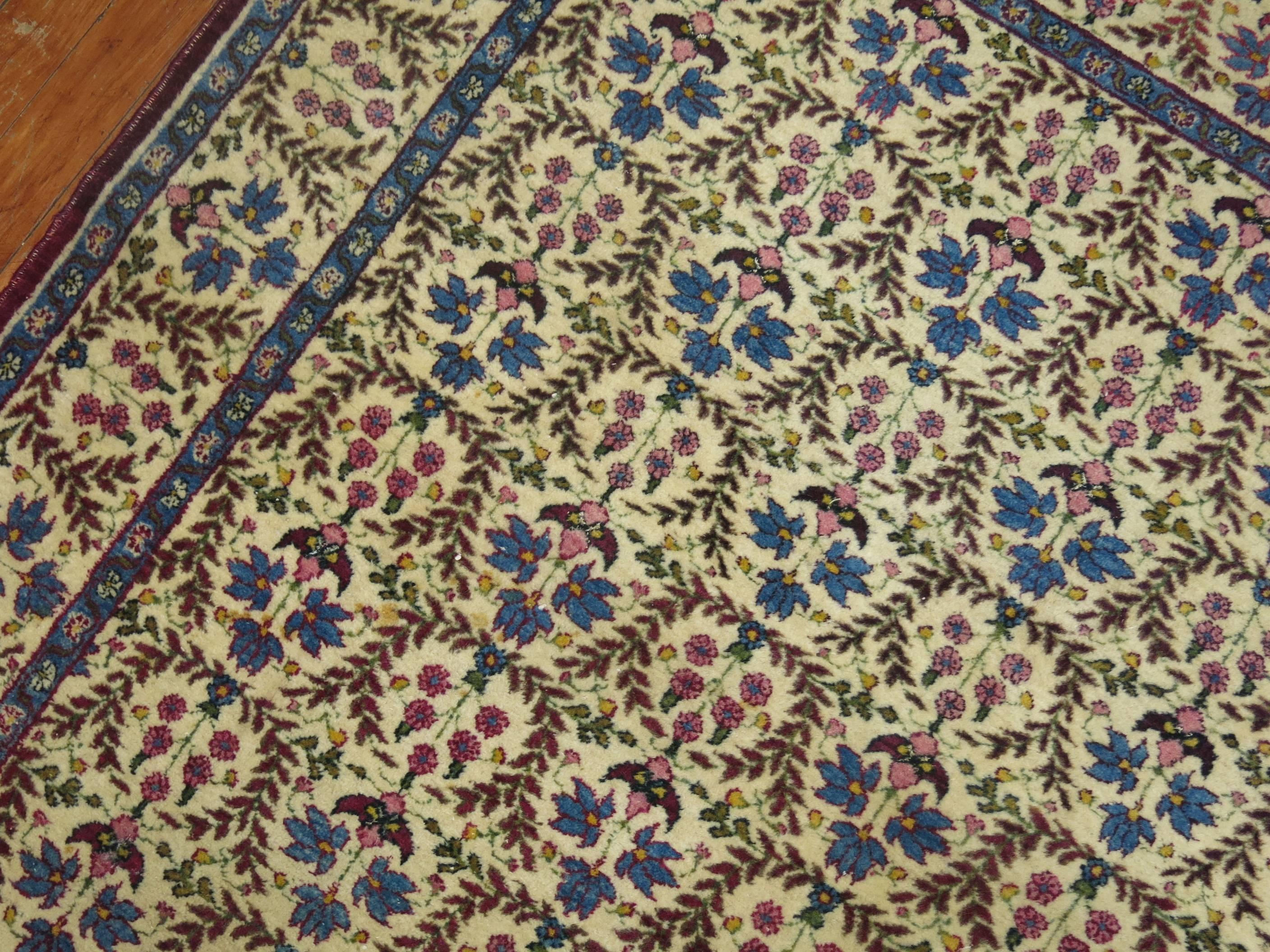 Wool Antique Persian Kerman Rug For Sale