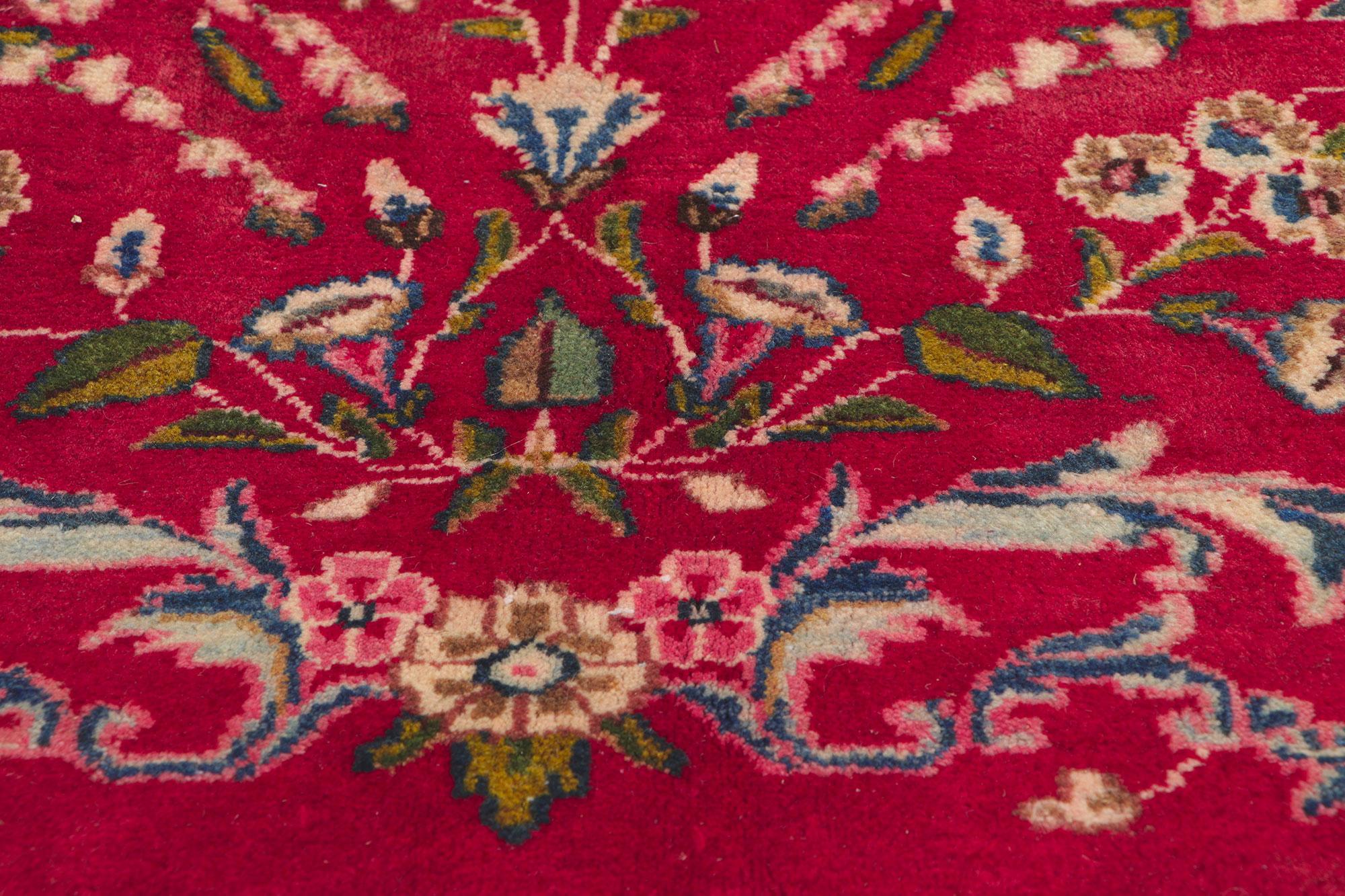 Antique Red Persian Floral Kerman Carpet, 13'00 ft x 16'00 ft In Good Condition In Dallas, TX