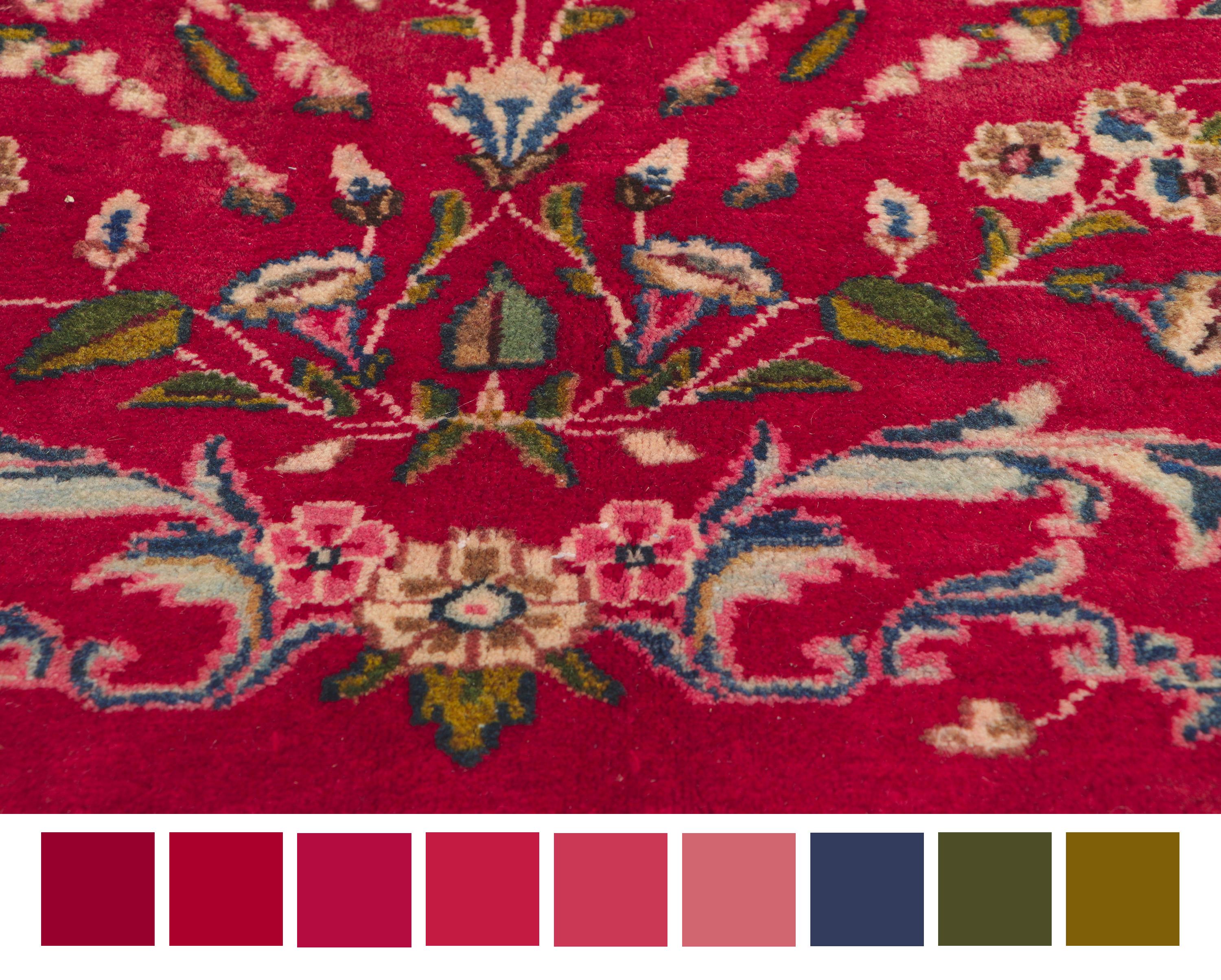 20th Century Antique Red Persian Floral Kerman Carpet, 13'00 ft x 16'00 ft