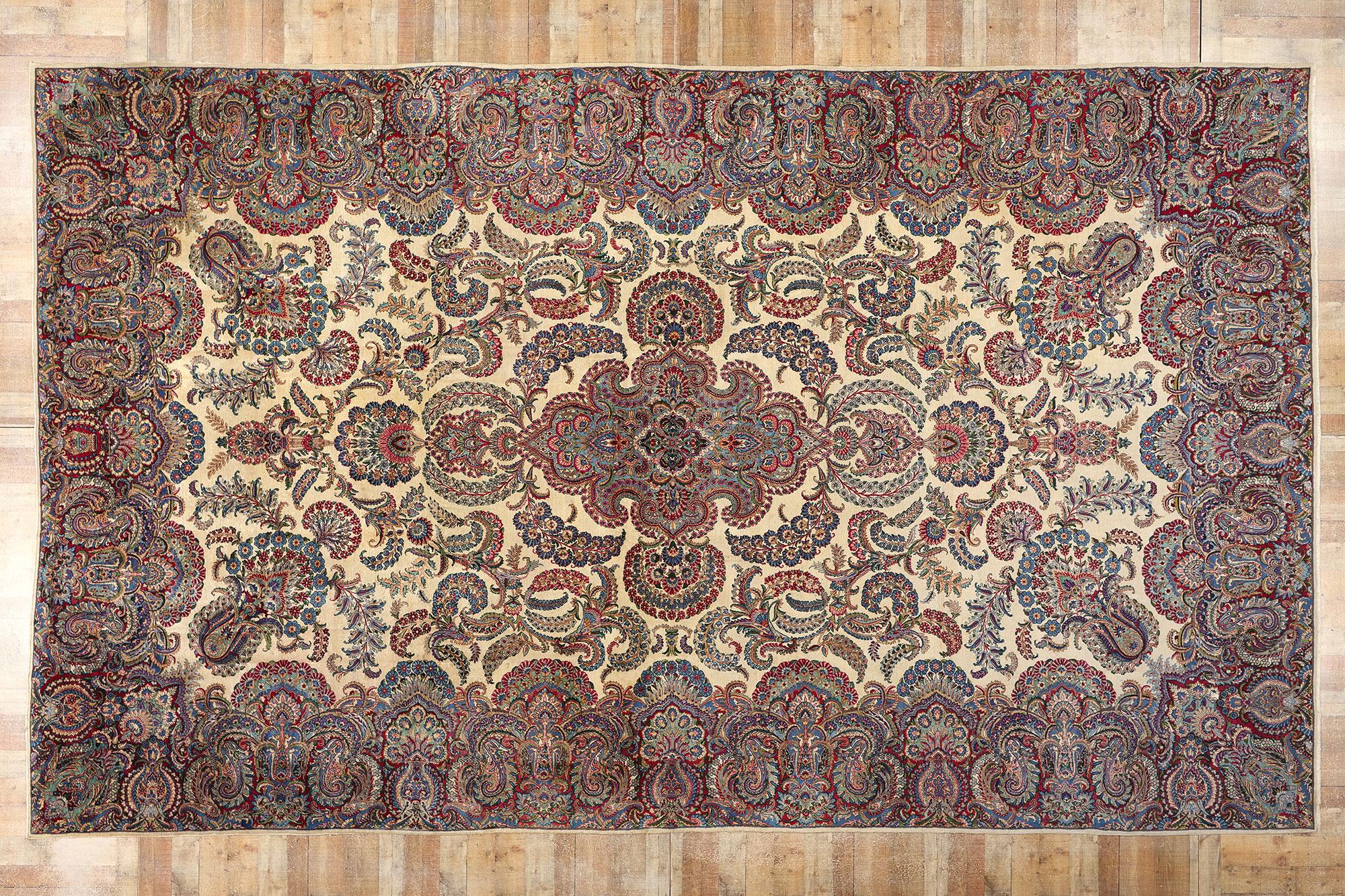 Antiker persischer Kerman-Teppich im Angebot 1