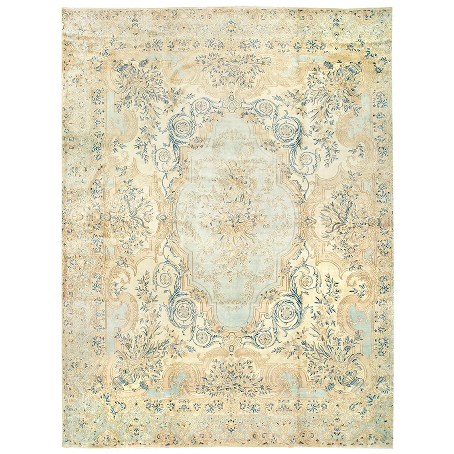 Distressed Antique Persian Kerman Rug with Industrial Speakeasy Style For Sale at 1stDibs