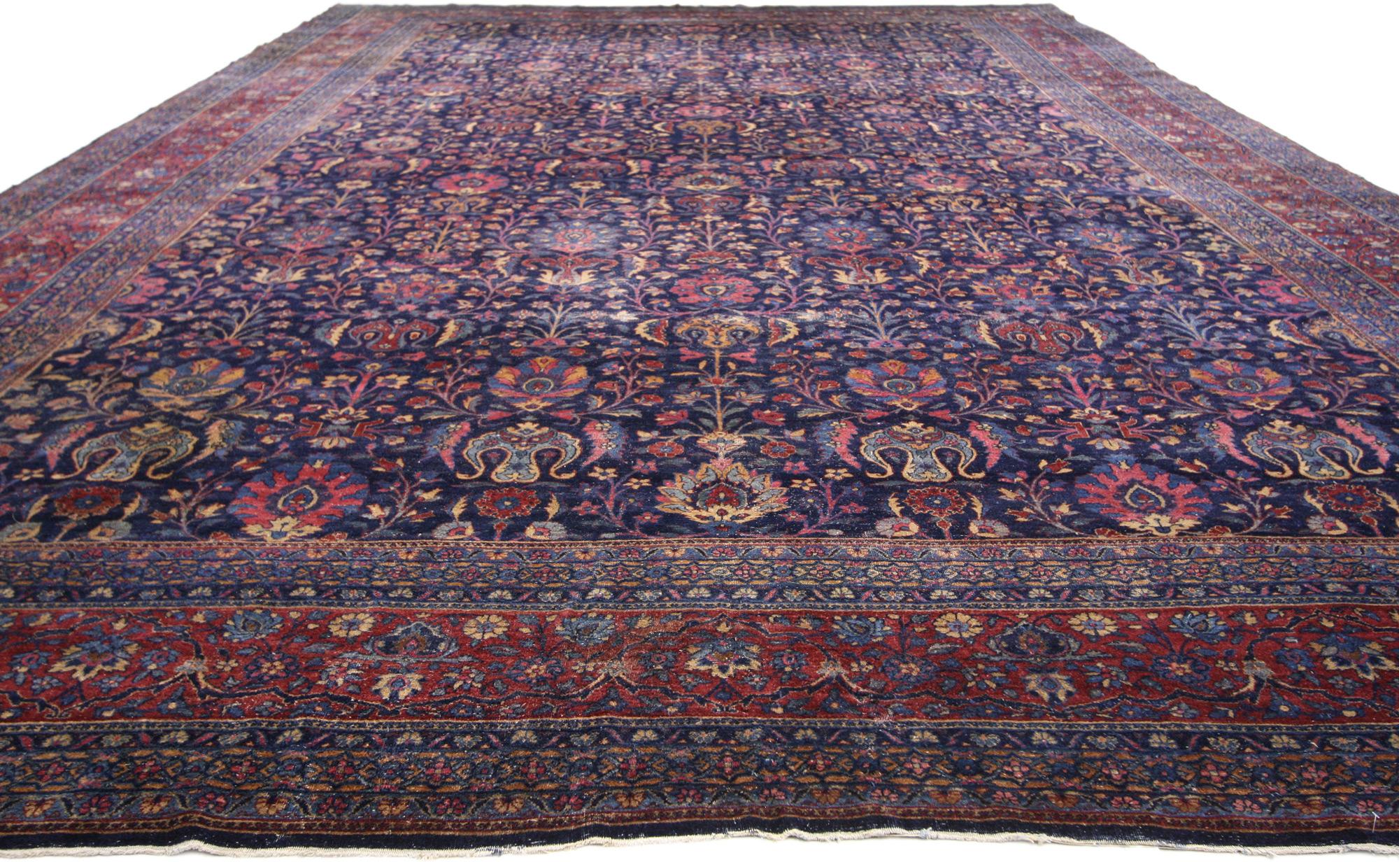 Kirman Antique Persian Kerman Rug, Hotel Lobby Size Carpet For Sale