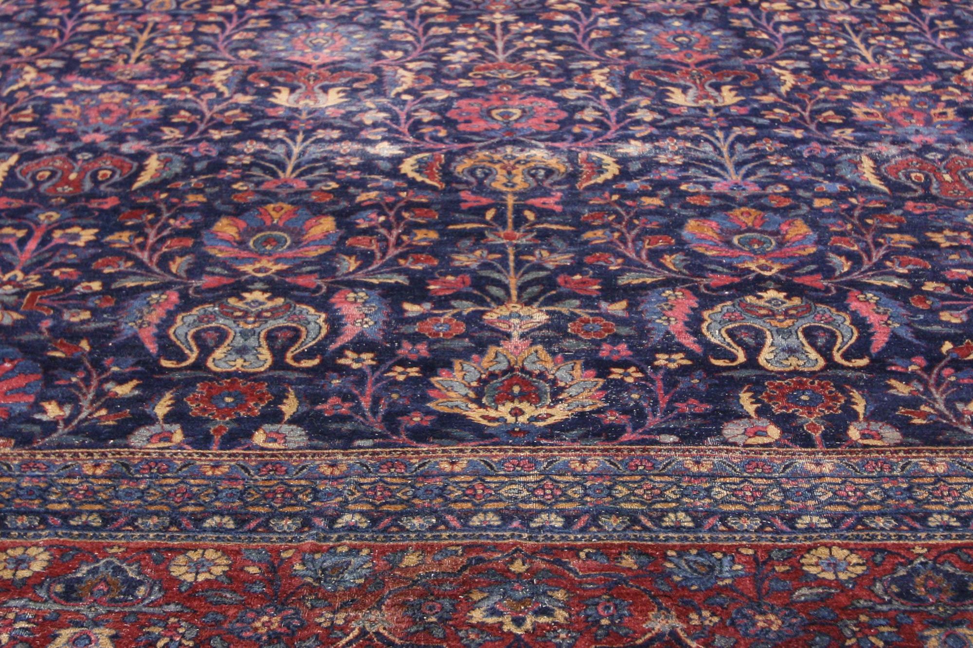 Hand-Knotted Antique Persian Kerman Rug, Hotel Lobby Size Carpet For Sale