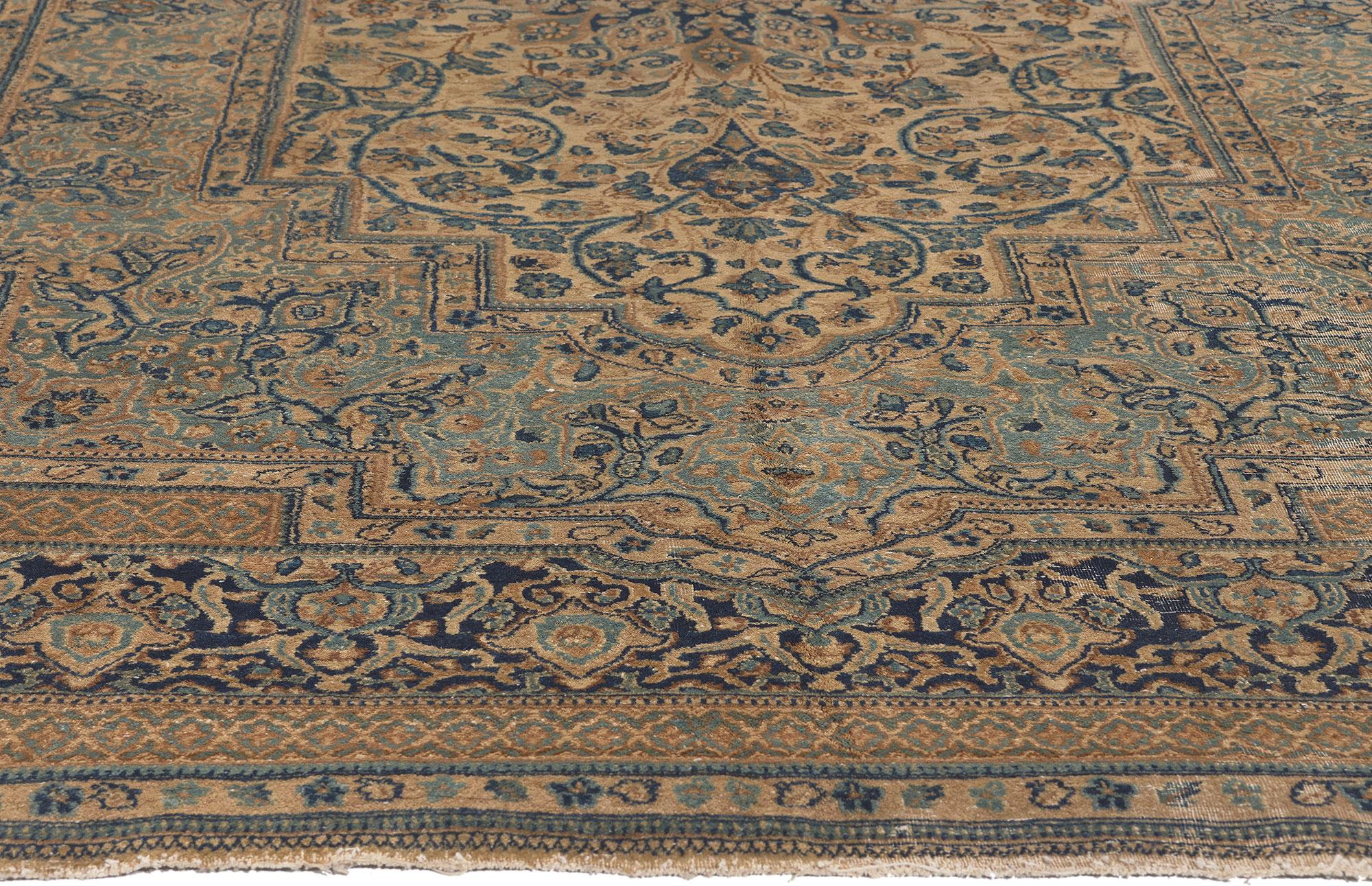 Hand-Knotted Antique Persian Kerman Rug, Quiet Luxury Meets Classic Elegance For Sale