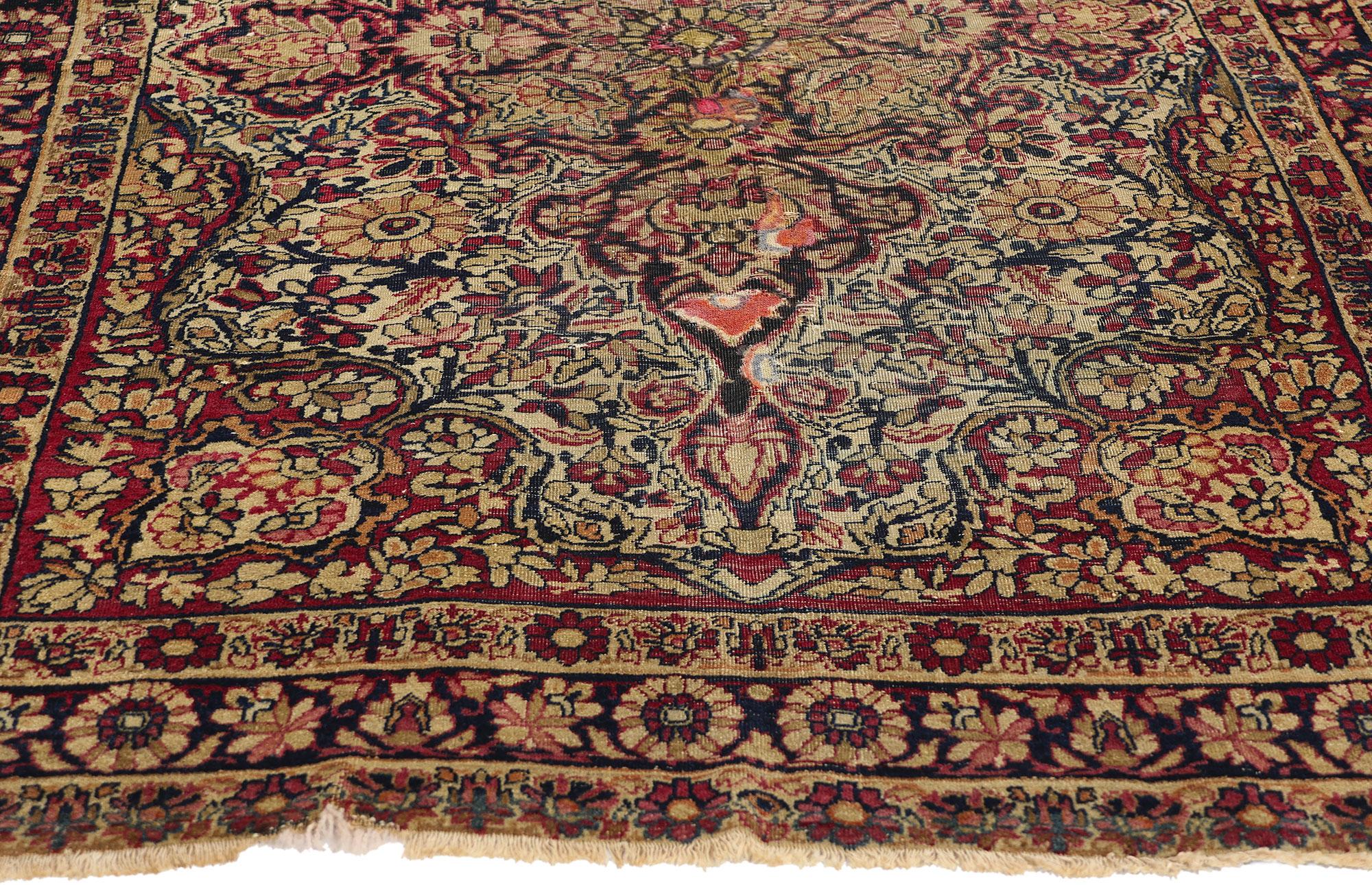 Hand-Knotted Antique Persian Kerman Rug, Quiet Luxury Meets Classic Elegance For Sale