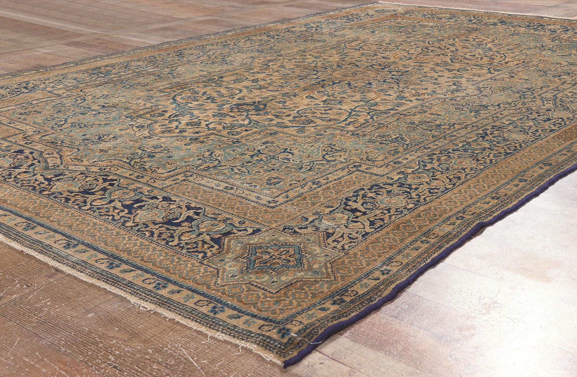 Wool Antique Persian Kerman Rug, Quiet Luxury Meets Classic Elegance For Sale