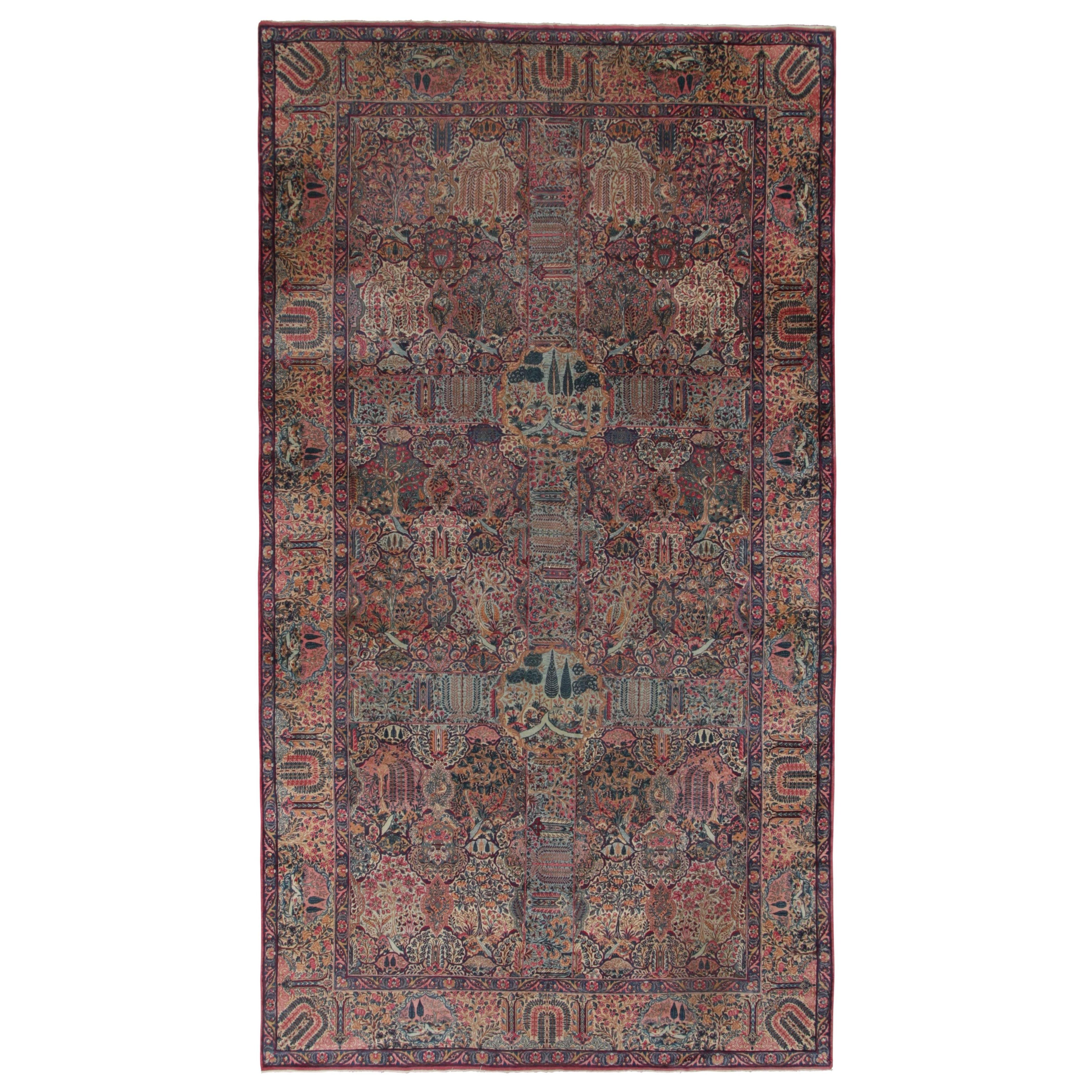 Antico tappeto persiano Kerman, disegno floreale regale in innumerevoli colori Rug
Kilim