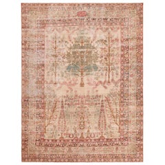 Antique Persian Kerman Rug Signed “Taftanchian”. 6 ft 8 in x 8 ft 8 in