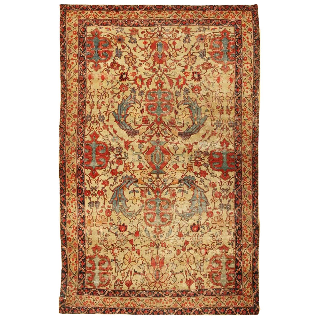 Tapis persan ancien de Kerman. Taille : 4 ft x 6 ft 7 in