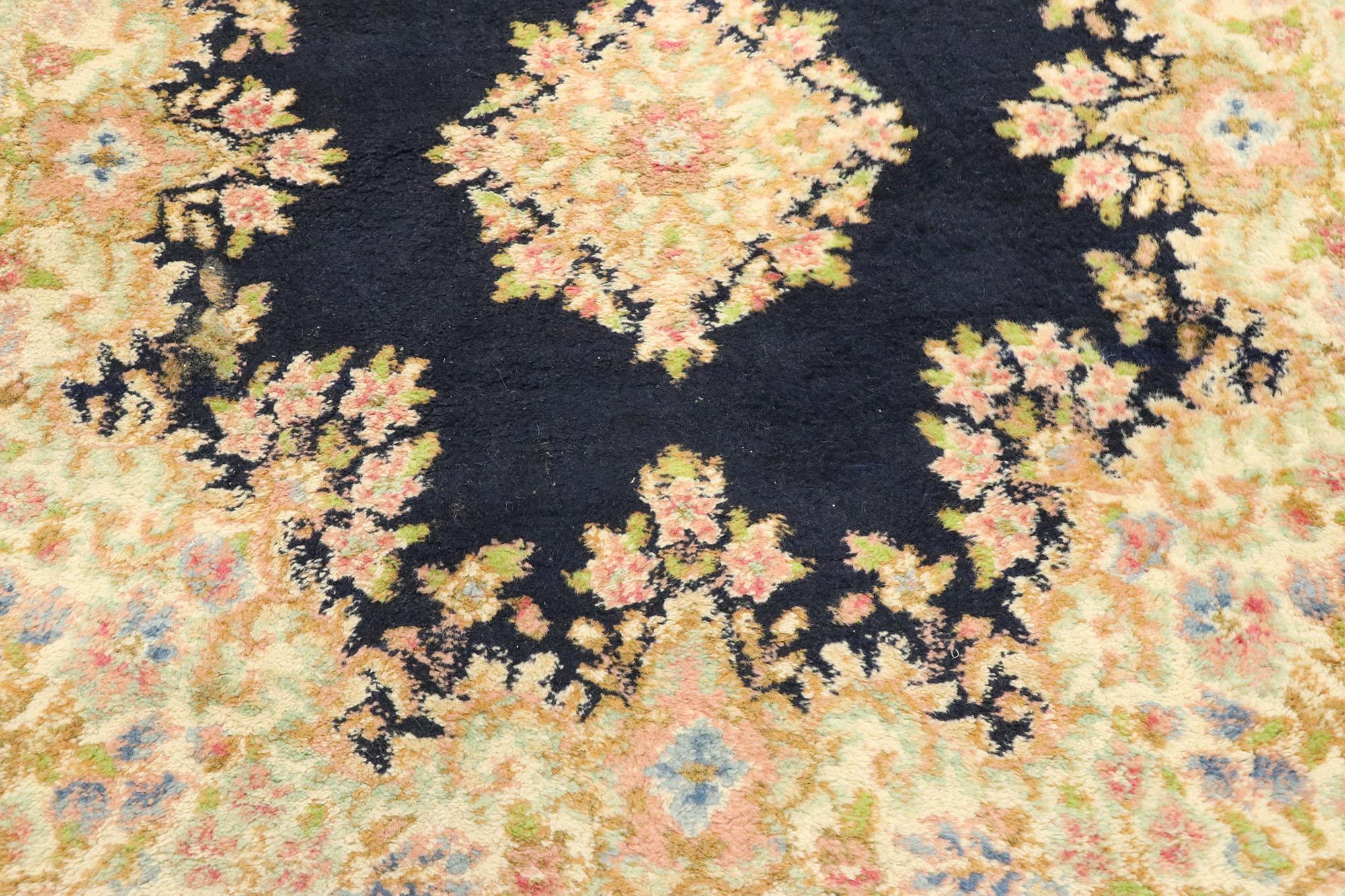Hand-Knotted Antique Persian Kerman Rug with Baroque Style, Small Accent Rug For Sale
