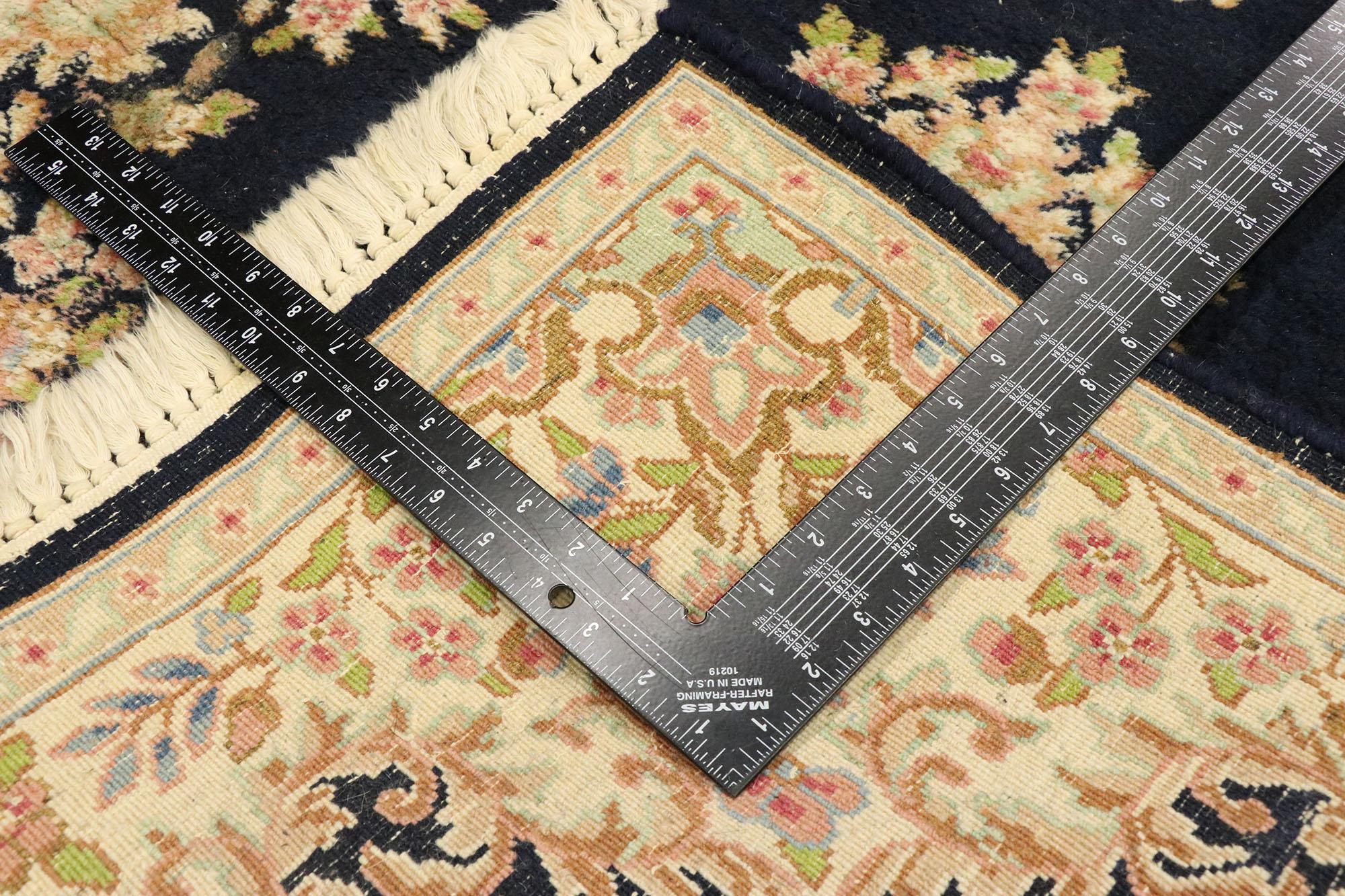 Antique Persian Kerman Rug with Baroque Style, Small Accent Rug In Distressed Condition For Sale In Dallas, TX