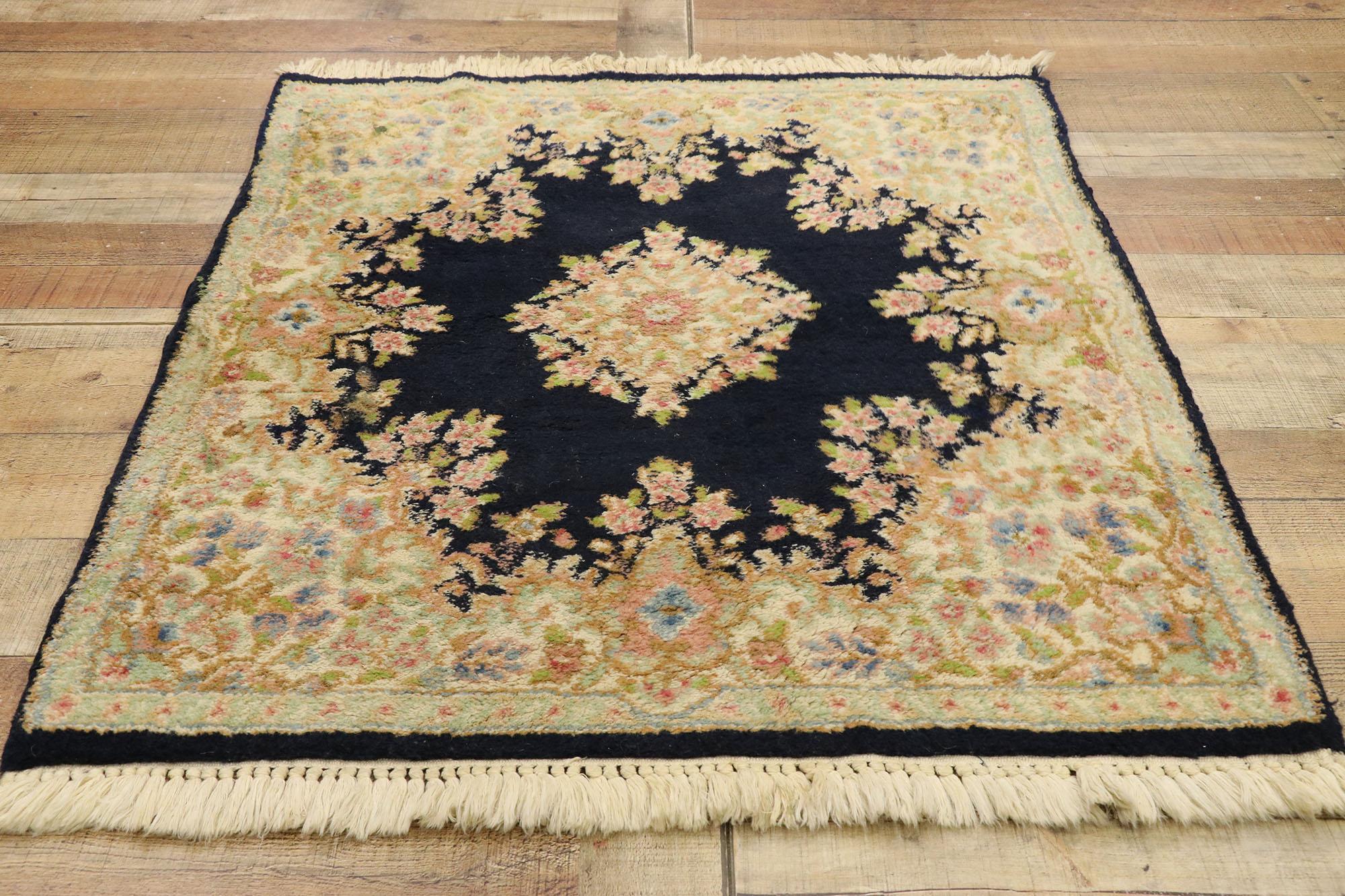 Wool Antique Persian Kerman Rug with Baroque Style, Small Accent Rug For Sale