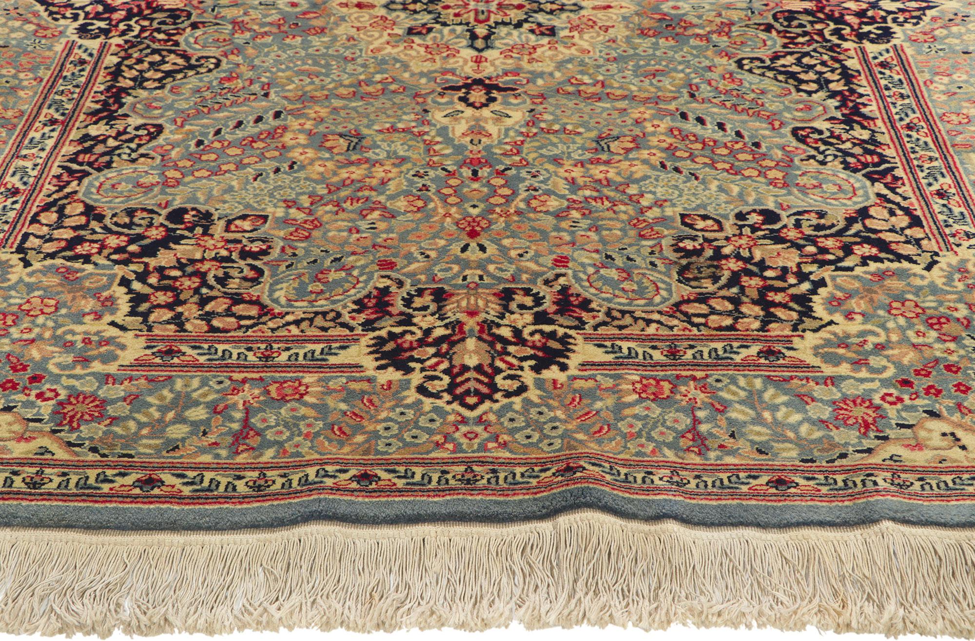 Hand-Knotted Antique Persian Kerman Rug with Decorative Elegance For Sale