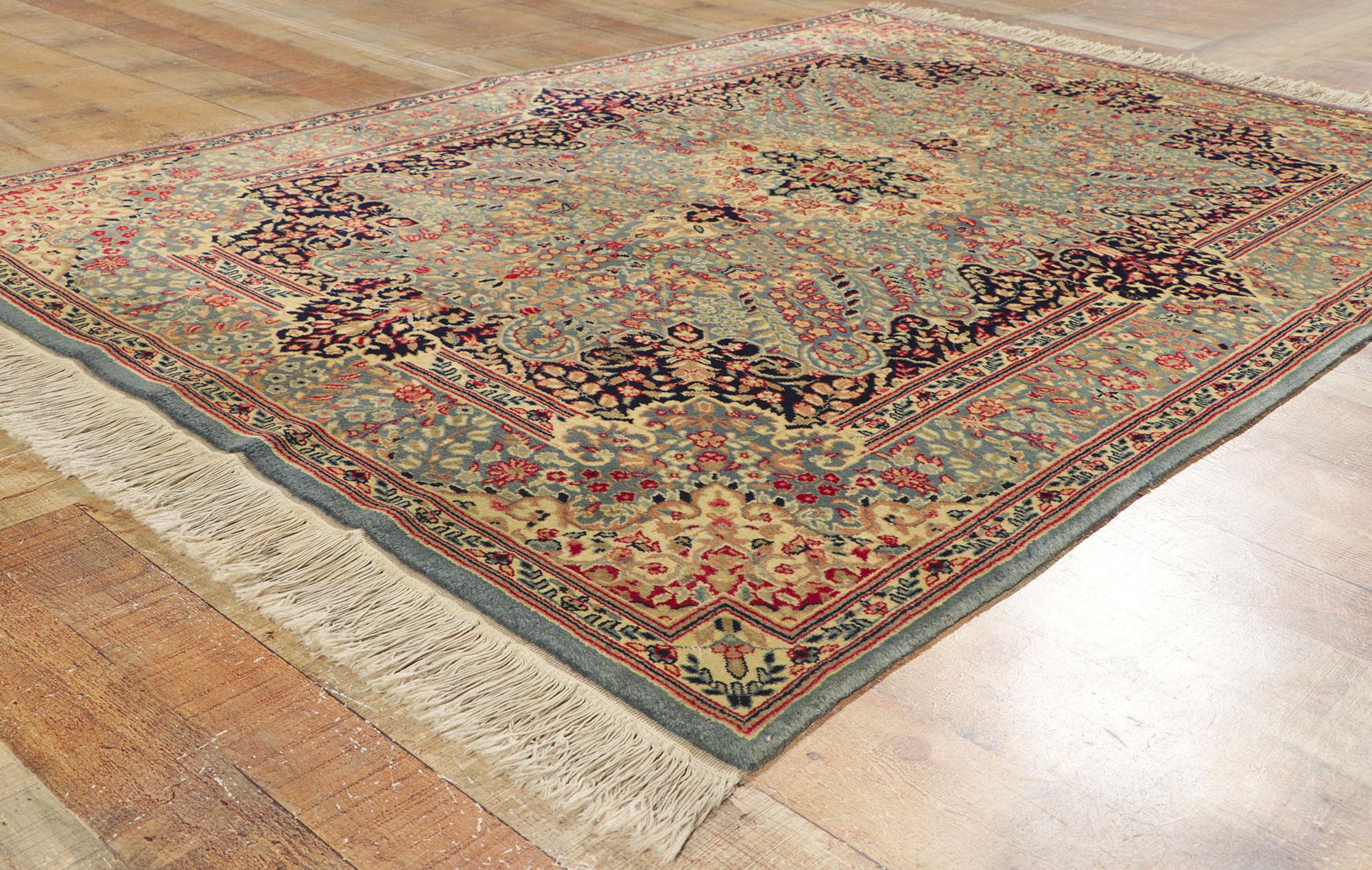 Antique Persian Kerman Rug with Decorative Elegance For Sale 1