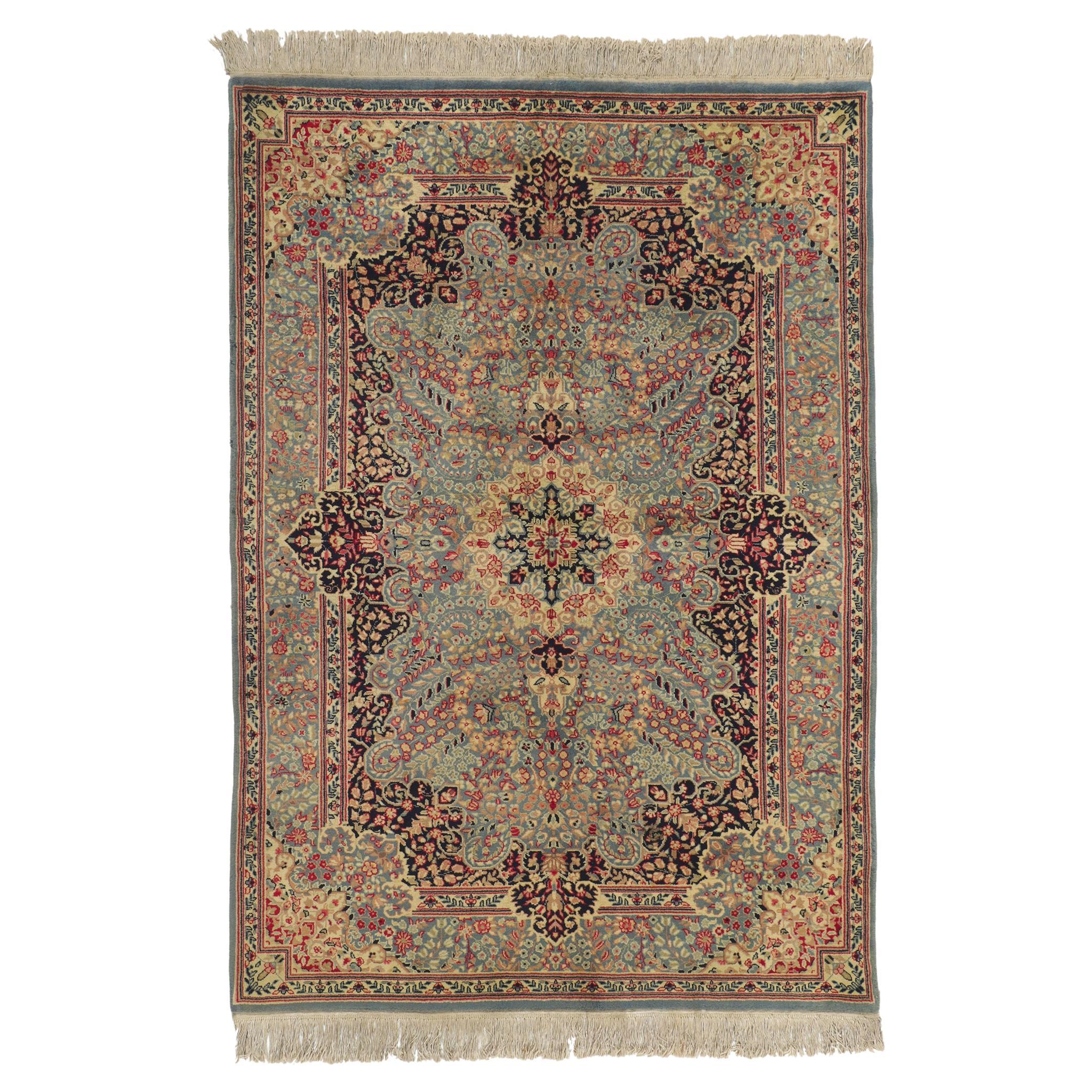 Antique Persian Kerman Rug with Decorative Elegance For Sale