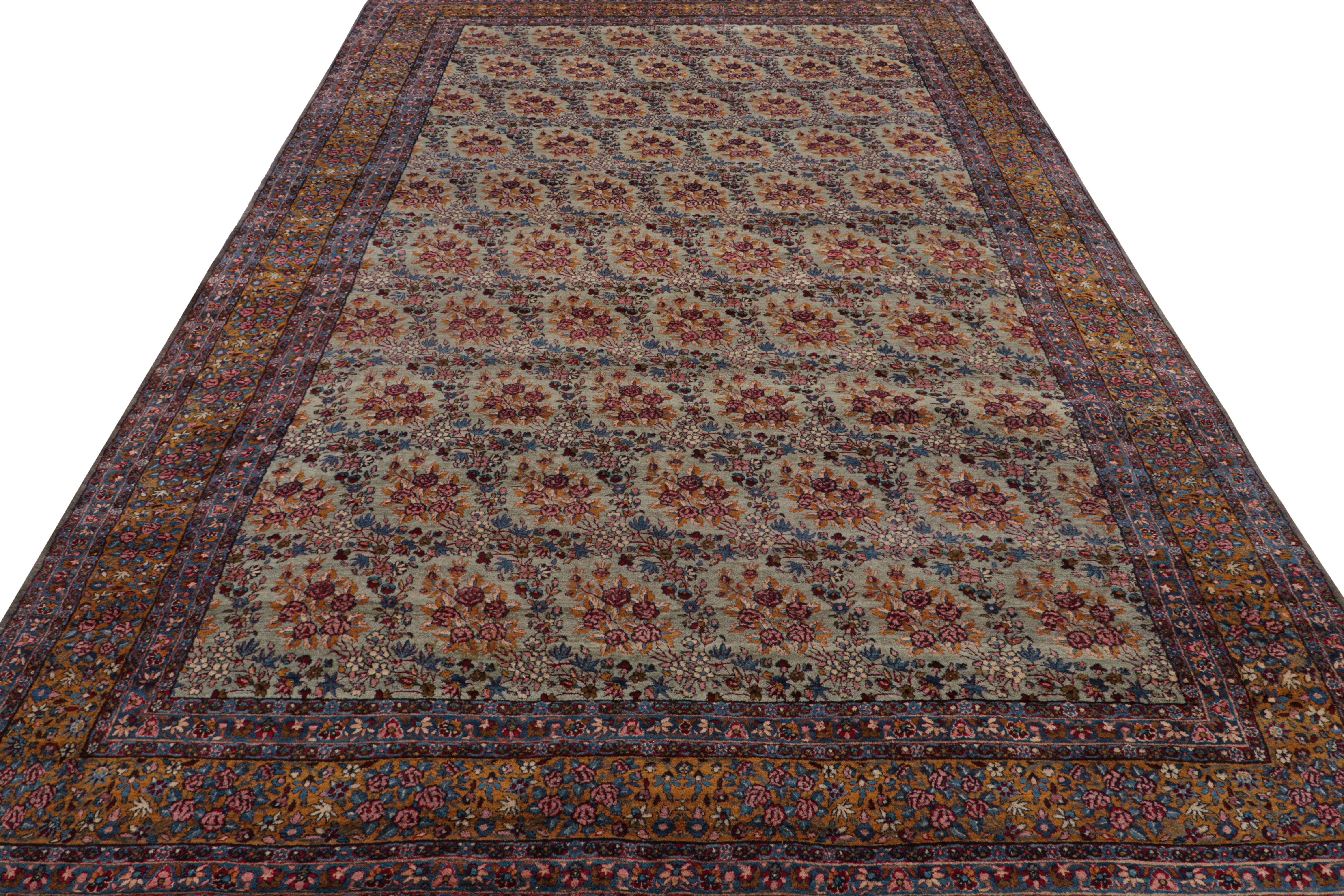 Hand-Knotted Antique Persian Kerman Rug with Polychromatic Floral Patterns by Rug & Kilim For Sale