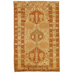 Antique Persian Kerman Rug with Red and Beige Botanical Motif on Ivory Field