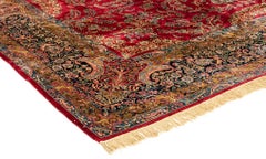 Antique Persian Kerman Rug with Red Field and Floral Patterns