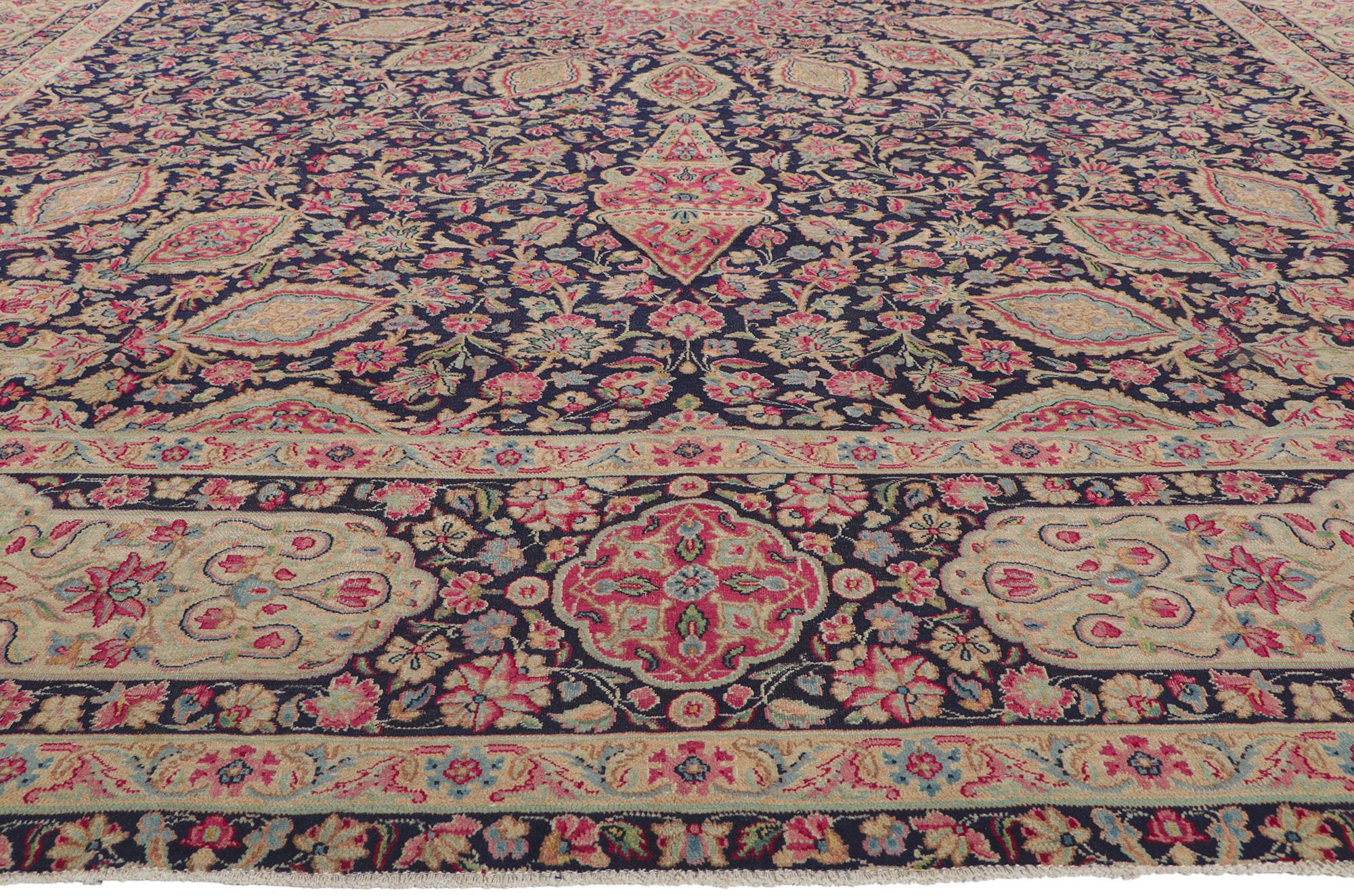 Hand-Knotted Antique Persian Kerman Rug with The Ardabil Carpet Design For Sale