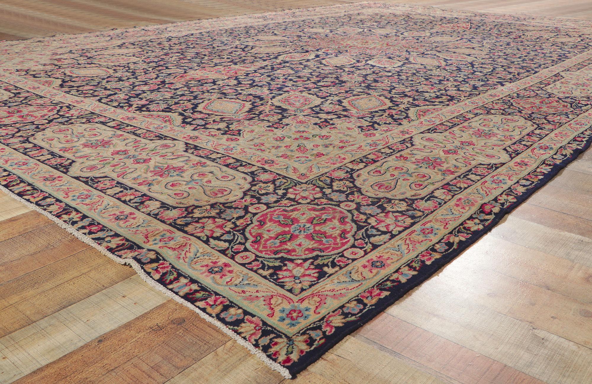 Wool Antique Persian Kerman Rug with The Ardabil Carpet Design For Sale