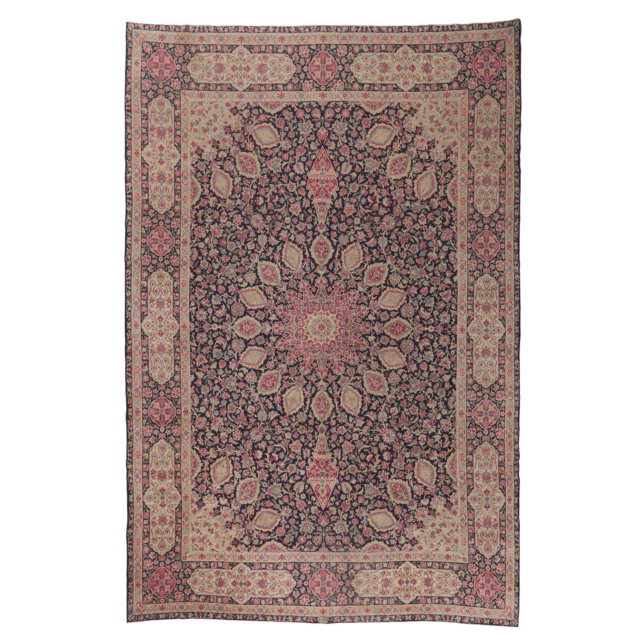 Antique Persian Kerman Rug with The Ardabil Carpet Design For Sale