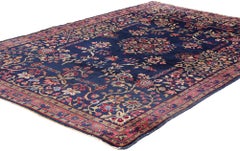 The Sapphire Garden: Jewel-Toned Persian Kerman Masterpiece of Refinement