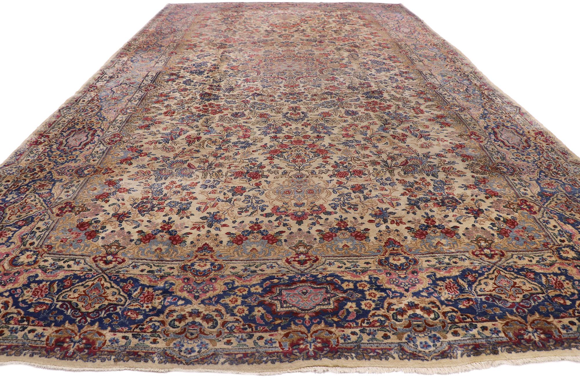 Kirman Antique Persian Kerman Rug, 09'07 x 17'06 For Sale