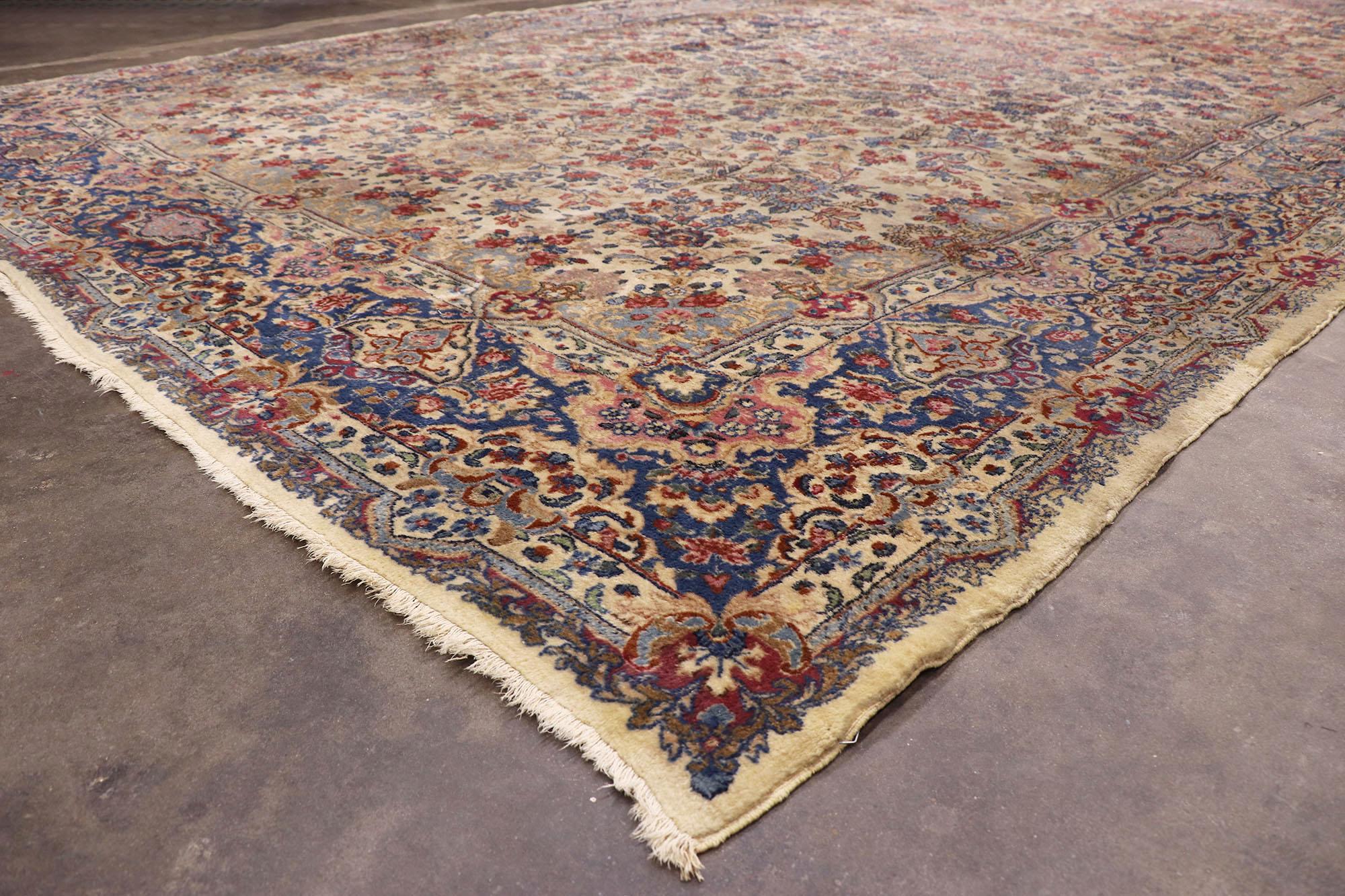 20th Century Antique Persian Kerman Rug, 09'07 x 17'06 For Sale