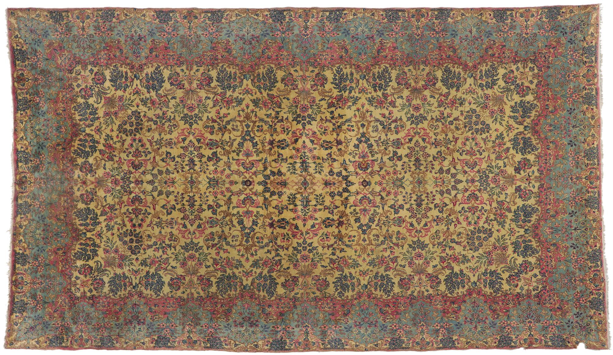 Antique Persian Kerman Rug, 09'07 x 16'03 For Sale 2